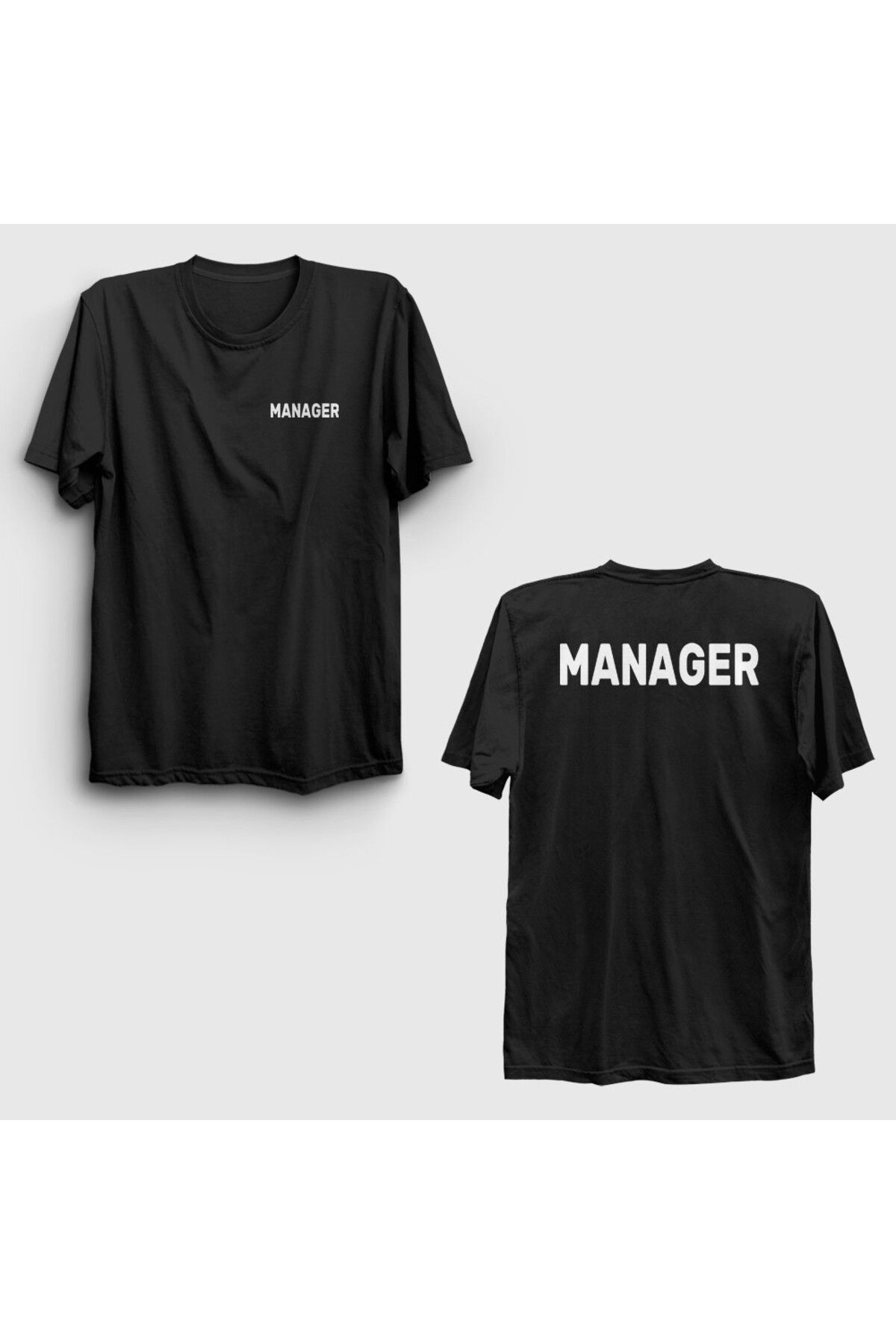 Presmono Unisex Siyah Yönetici Müdür Manager Sırt Baskılı T-Shirt 545981tt