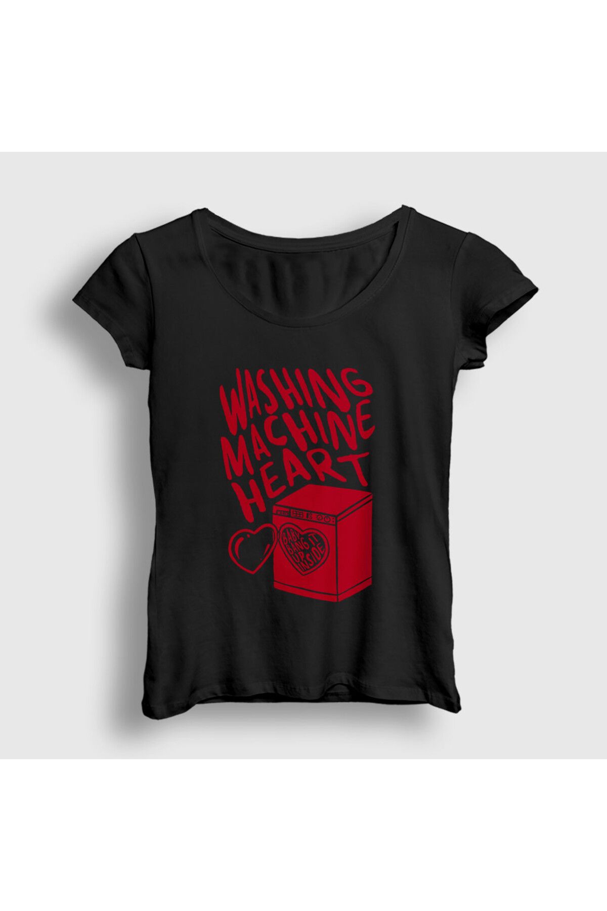 Presmono Kadın Siyah Washing Machine Heart Mitski T-Shirt 545779tt