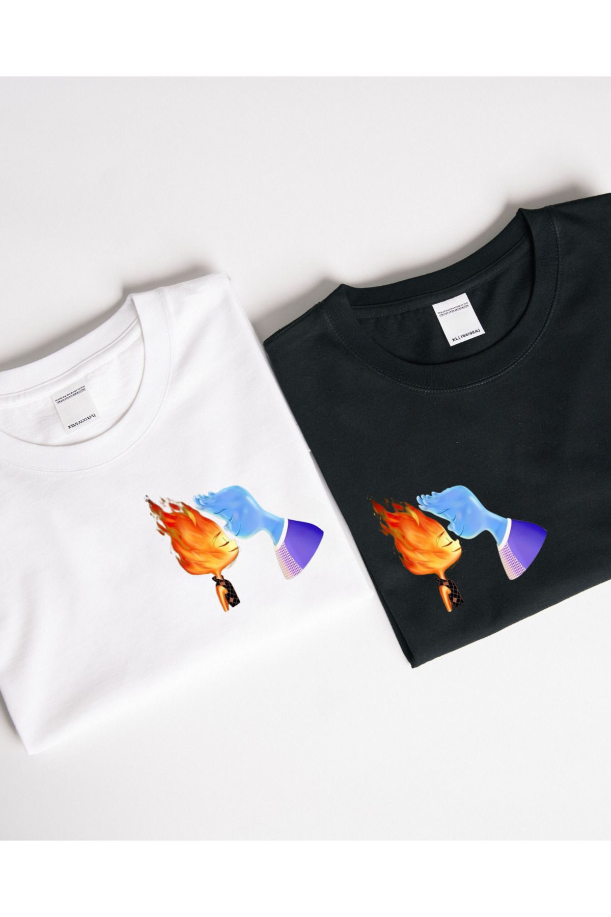 Ebiidesign Su ve Ateş Tasarımlı Baskılı T-Shirt