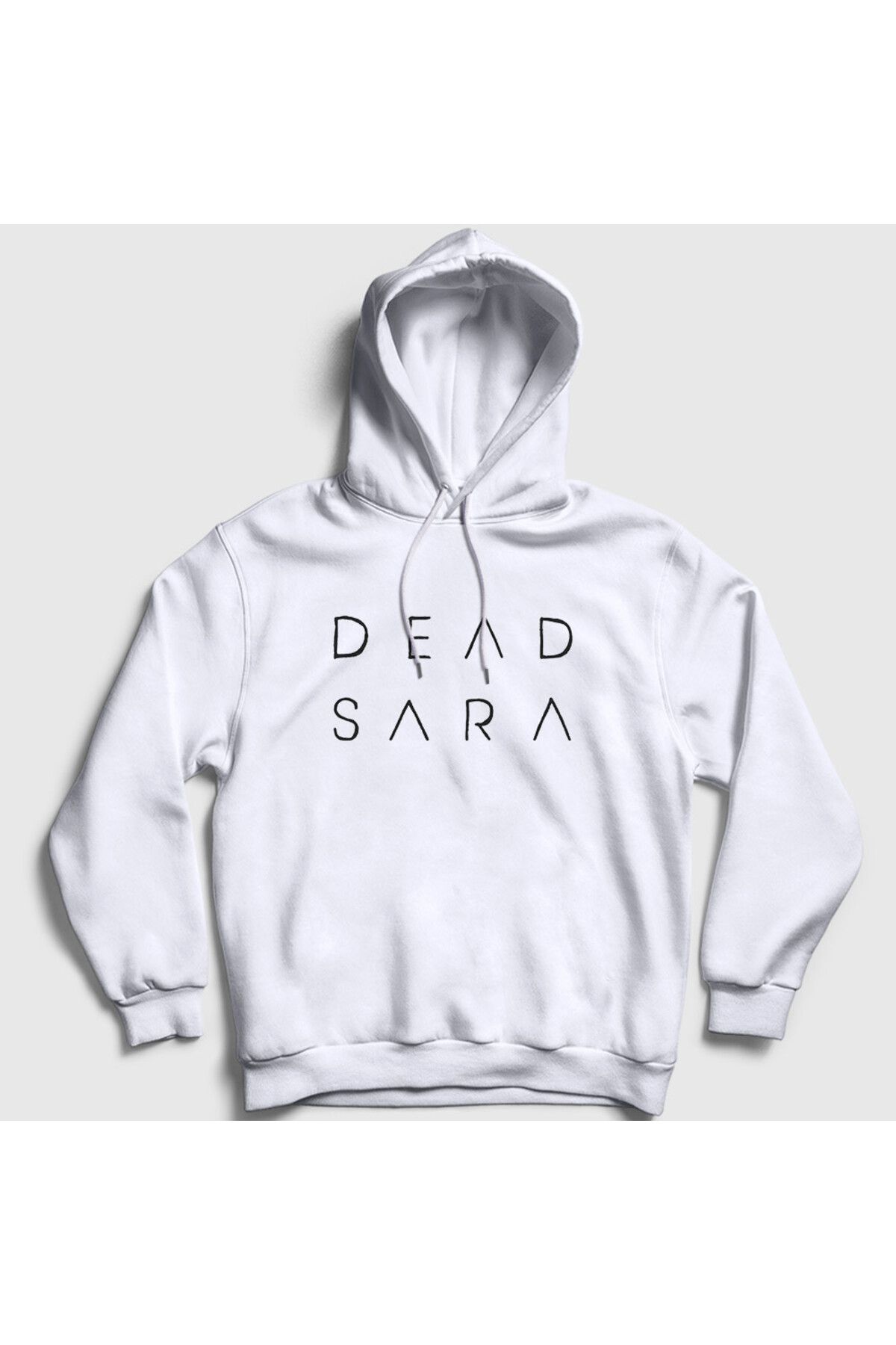 Presmono Unisex Beyaz Logo Dead Sara Kapüşonlu Sweatshirt 543943tt