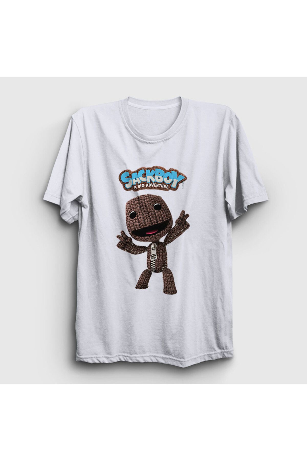 Presmono Unisex Beyaz Sign Sackboy A Big Adventure T-Shirt 544903tt