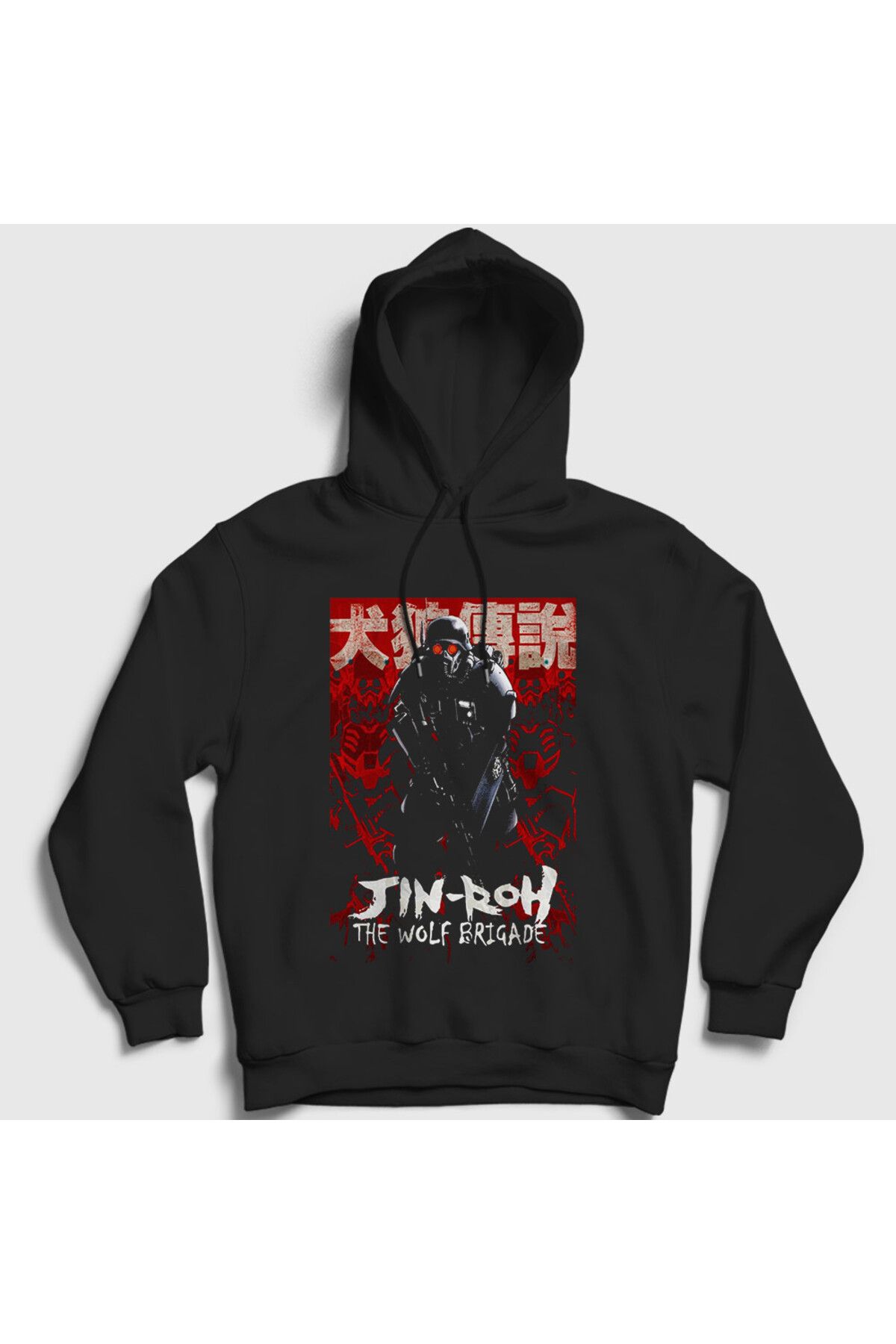 Presmono Unisex Siyah The Wolf Brigade Jin Roh Kapüşonlu Sweatshirt 545411tt