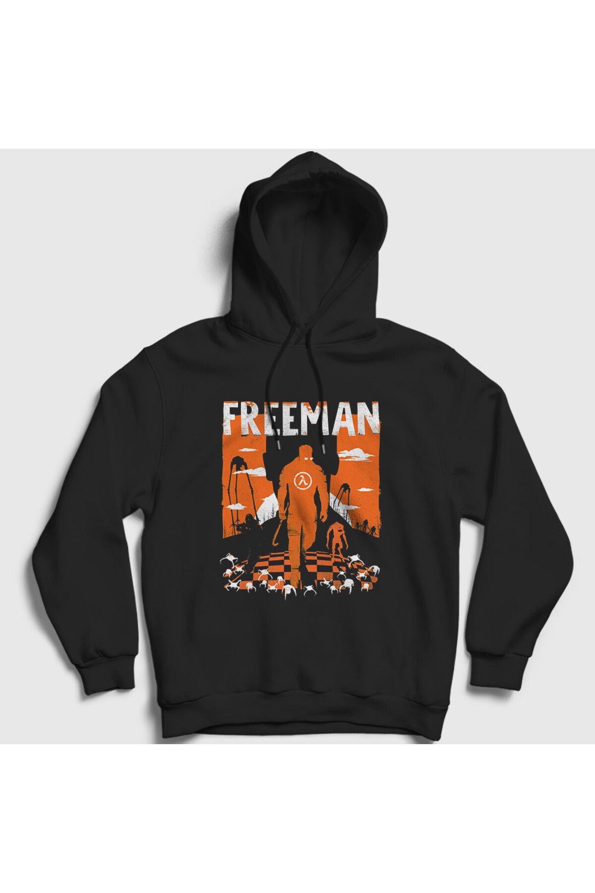 Presmono Unisex Siyah Gordon Freeman Oyun Half Life Kapüşonlu Sweatshirt 542940tt