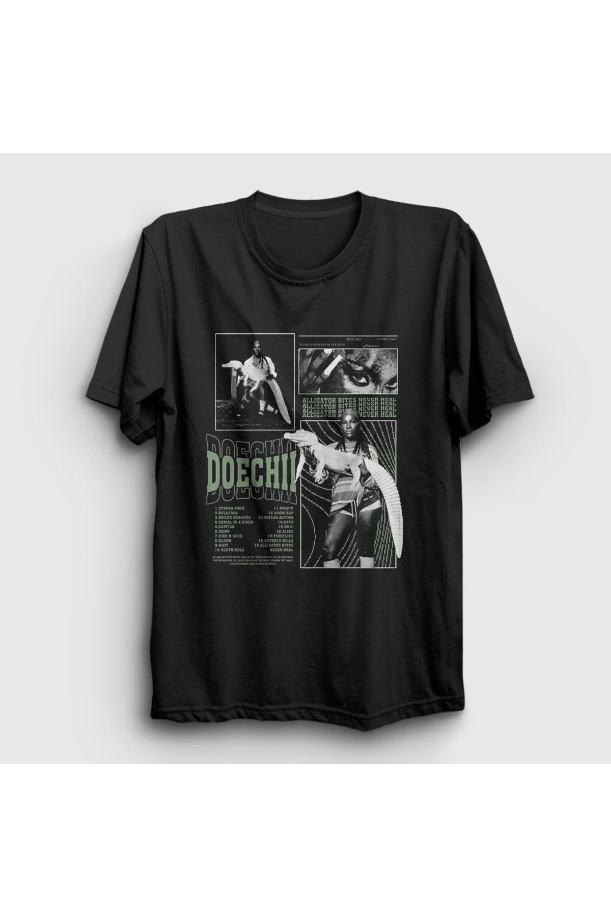 Presmono Unisex Siyah Alligator Bites Müzik Doechii T-Shirt 541293tt