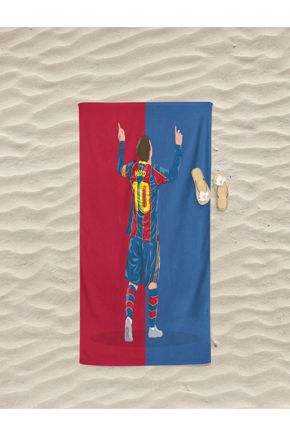Home Leo Messi Desenli Dijital Baskılı Genç Erkek Çocuk Baskılı Plaj Banyo Havlusu