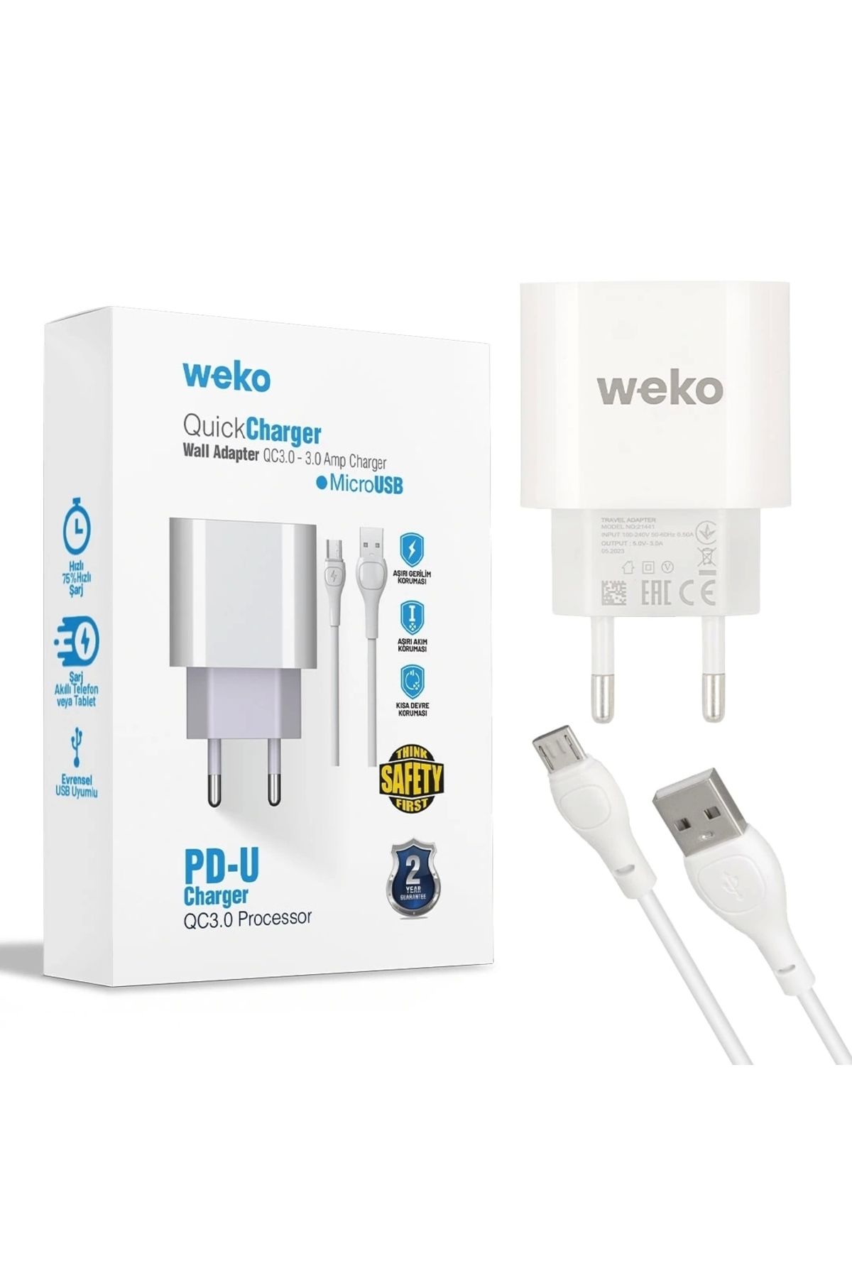STOREMAX WK-21441 PDU QC 3.0 AMPER ŞARJ BAŞLIK ADAPTÖRÜ + MICRO USB KABLO (NO:1) (5047)