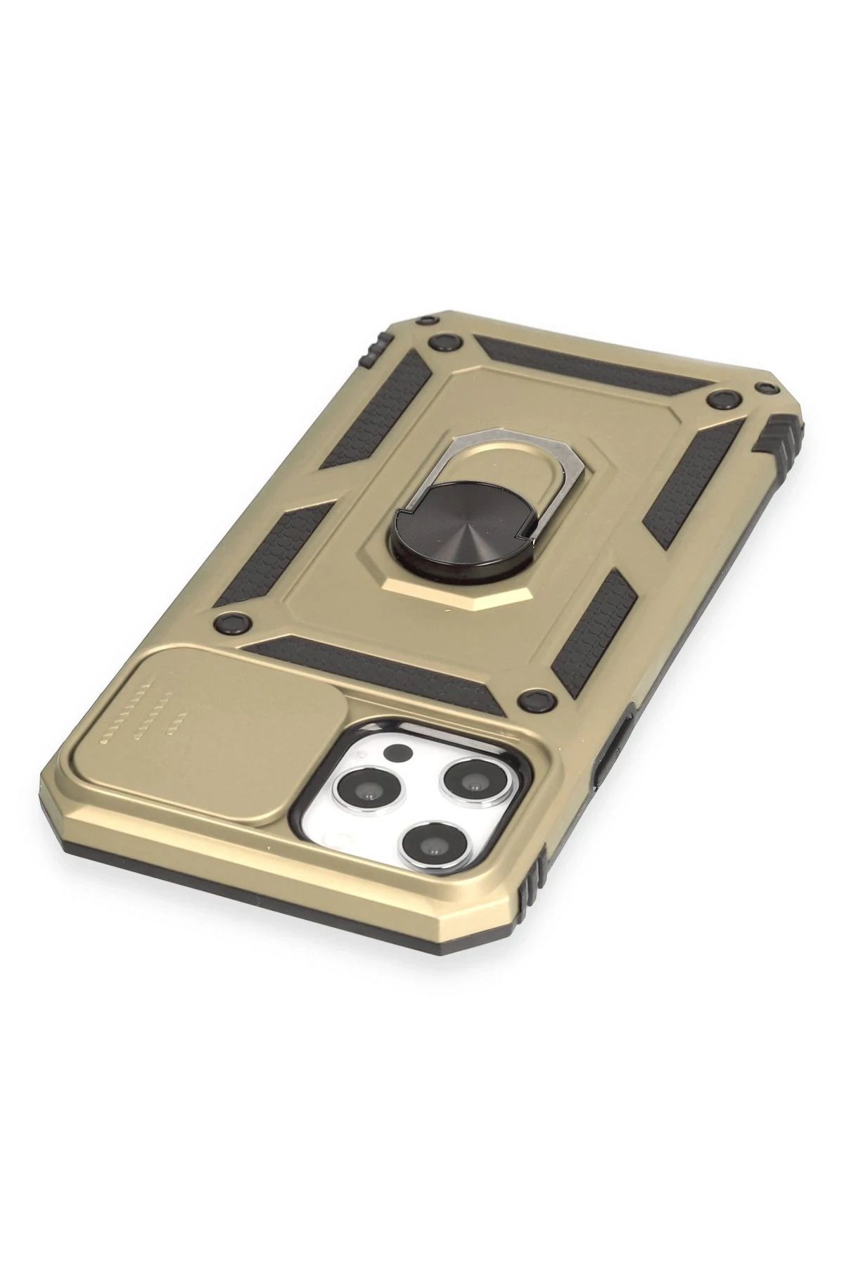 NewFace iPhone 12 Pro Max Kılıf Pars Lens Yüzüklü Silikon - Gold GLSTD