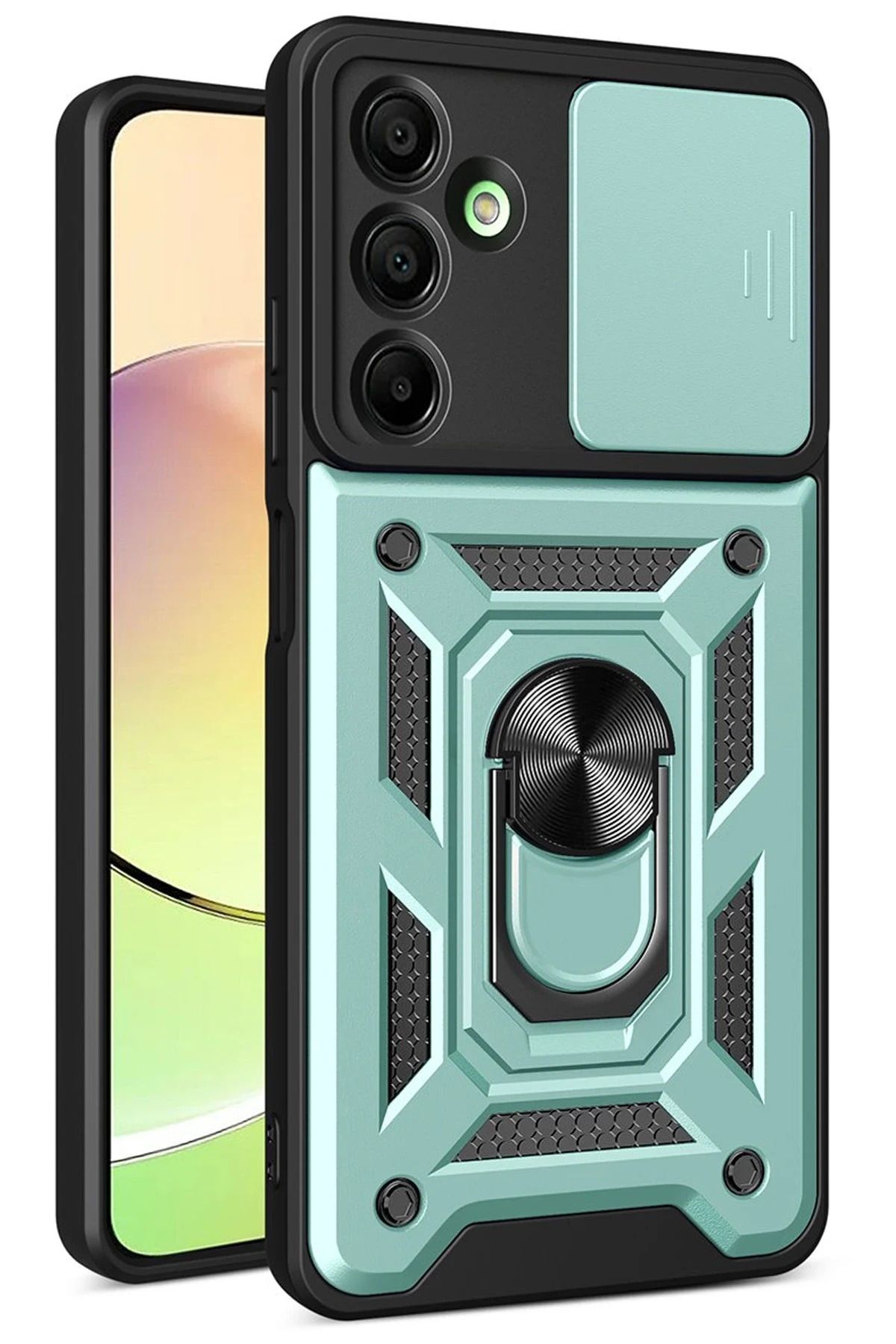 NewFace Samsung Galaxy A26 Kılıf Pars Lens Yüzüklü Silikon - Yeşil MRAYD
