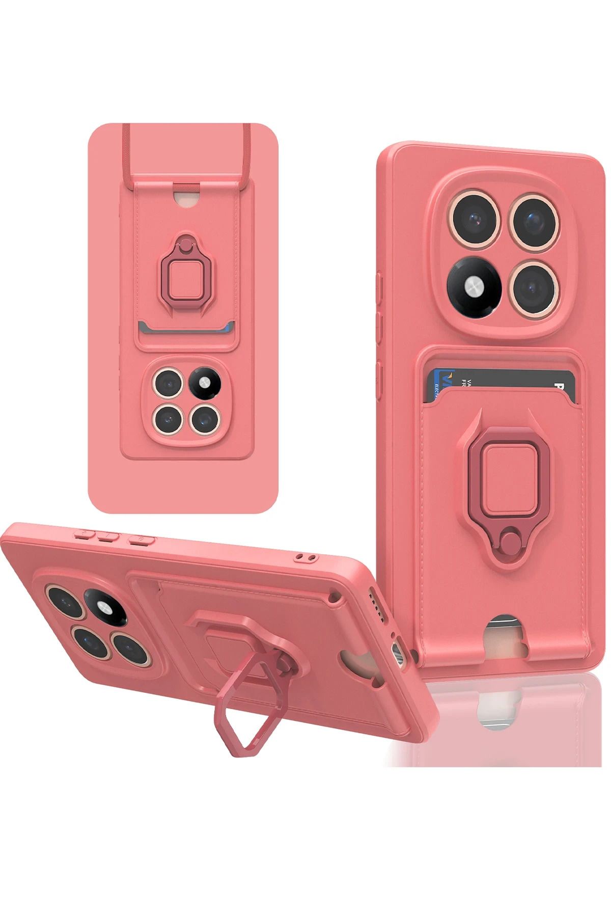 NewFace Xiaomi Redmi Note 14 Pro Plus Kılıf Zuma Kartvizitli Yüzüklü Silikon - Pembe GLSTD