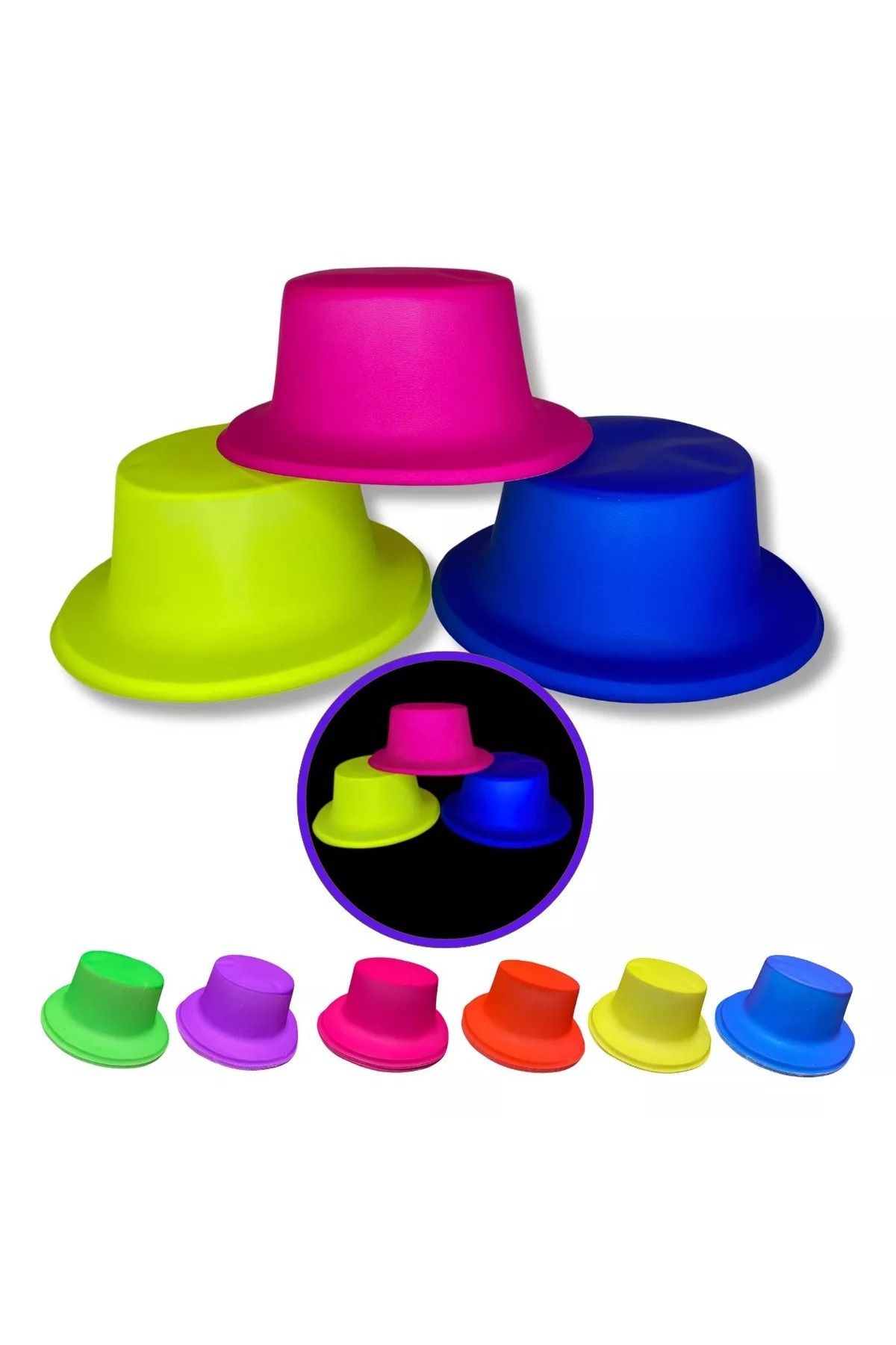 Avantaj Kapıda ® Neon Partisi Turuncu Renk Plastik Fötr Şapka (Parti Temalı)