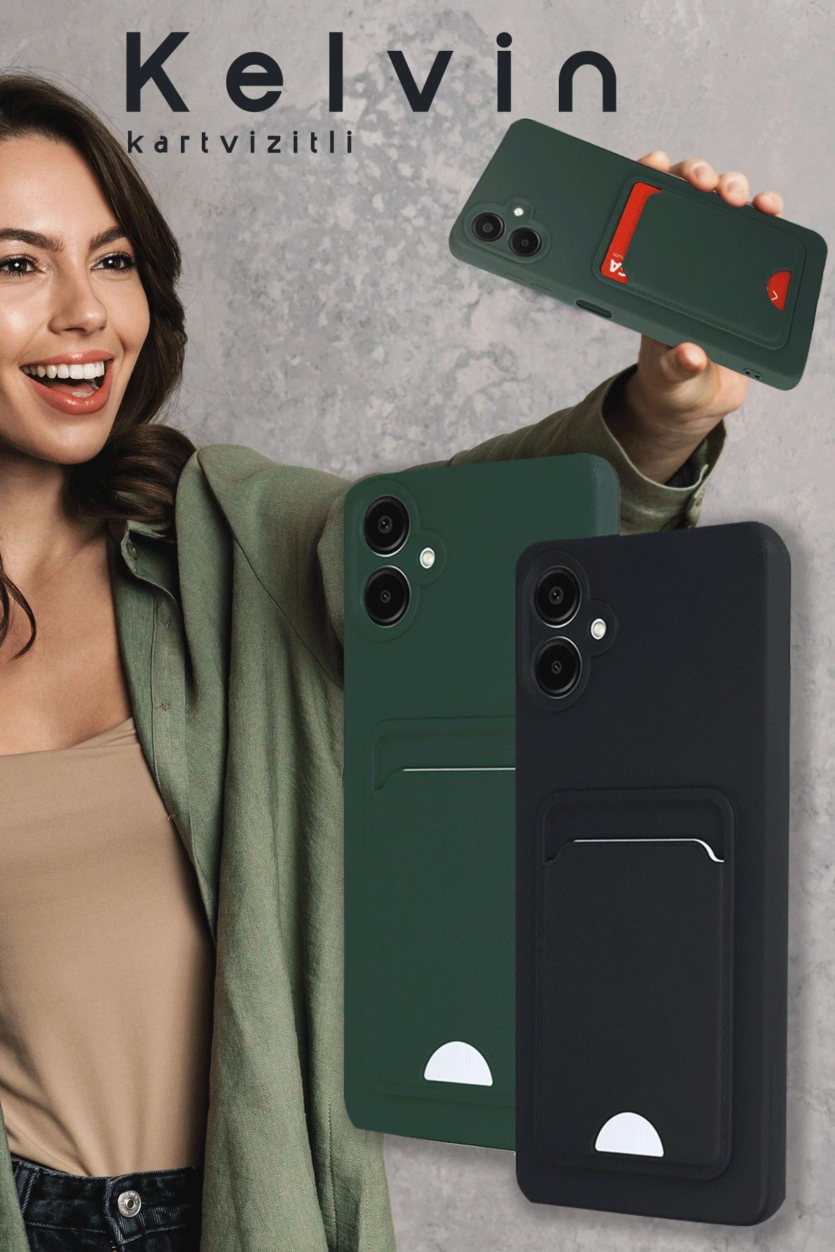 NewFace Samsung Galaxy A16 5G Kılıf Kelvin Kartvizitli Silikon - Siyah MRAYD