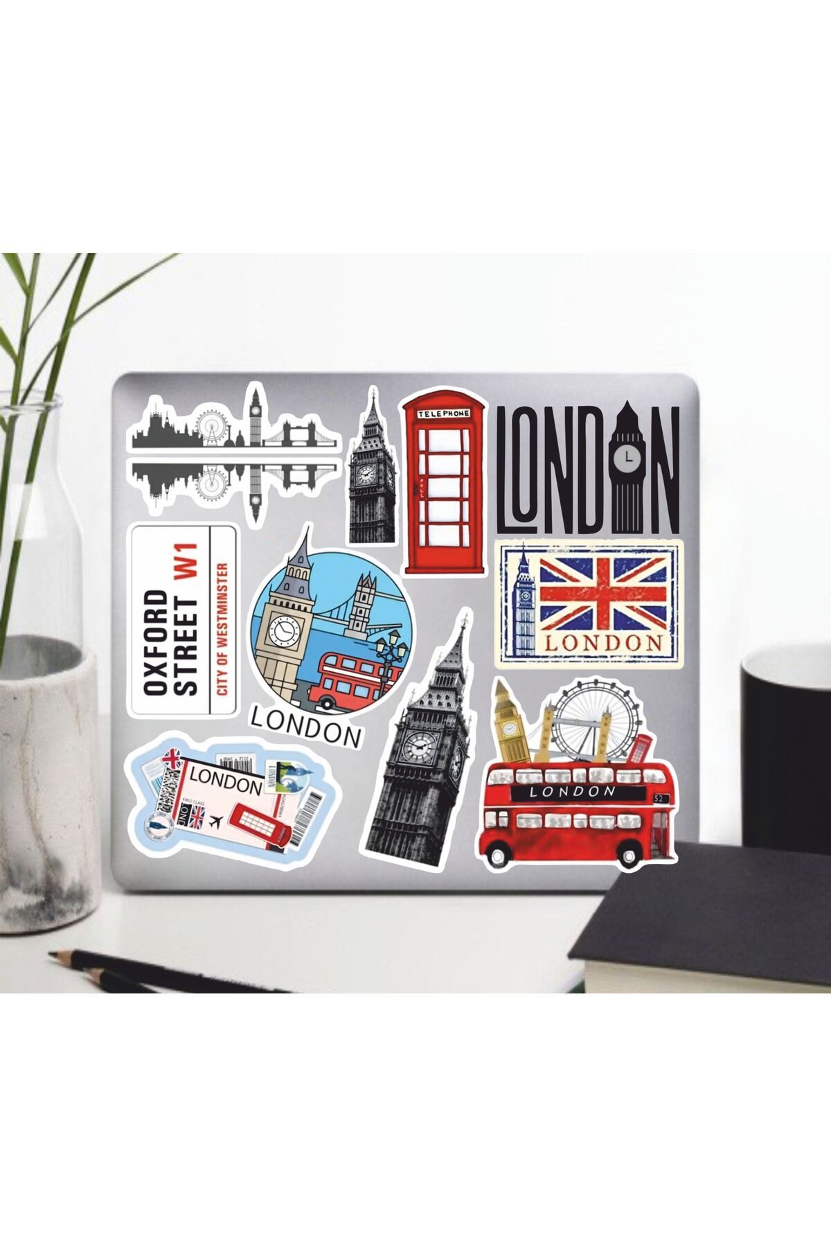 hediyenebak London Sticker Seti | Laptop Ajanda PC Tablet Telefon Defter Etiket Bullet Journal