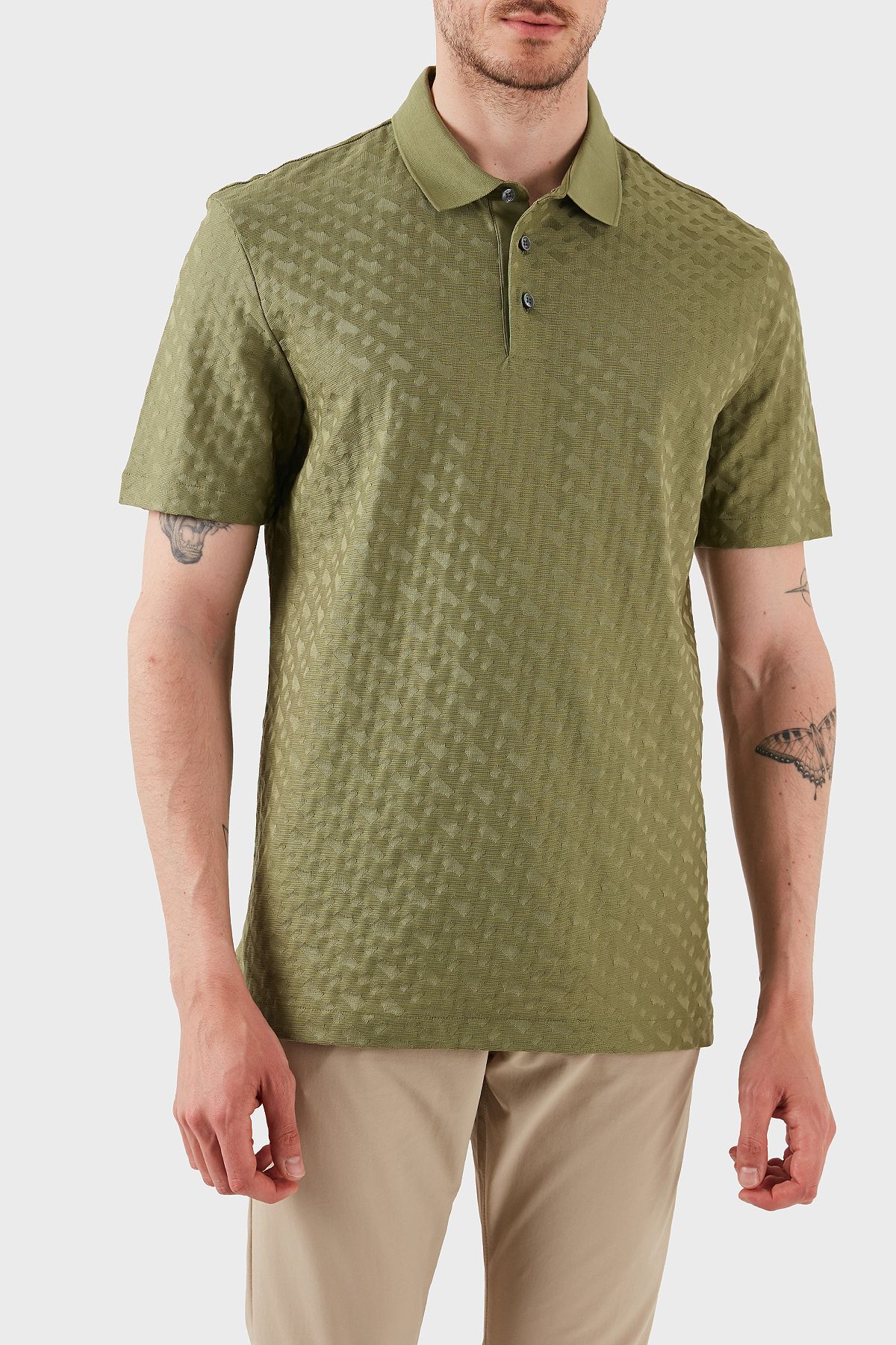 BOSS Monogram Logo Baskılı Regular Fit Düğmeli Polo Yaka T Shirt Erkek POLO YAKA T SHİRT 50537132 31
