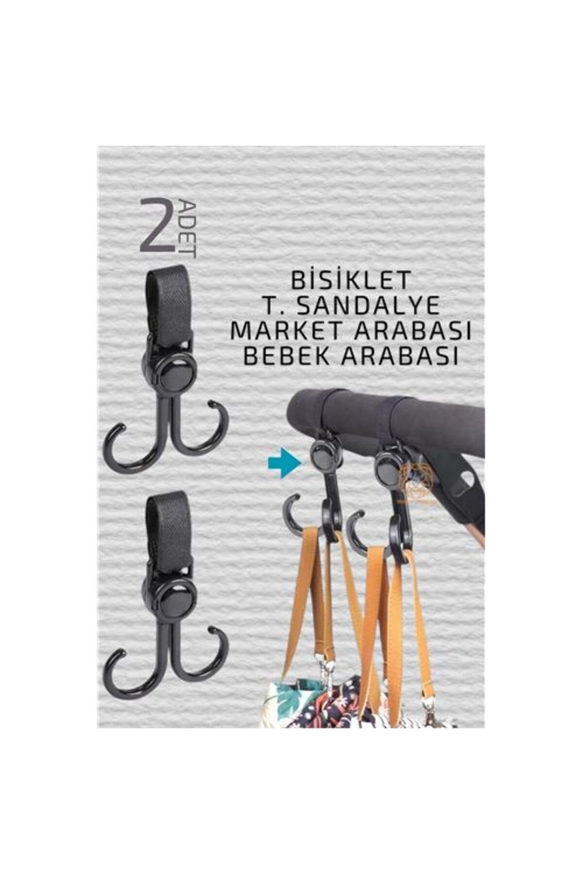 Skygo Bebek Arabası Askısı Market Arabası Bisiklet T.Sandalye Askısı 2 ADET