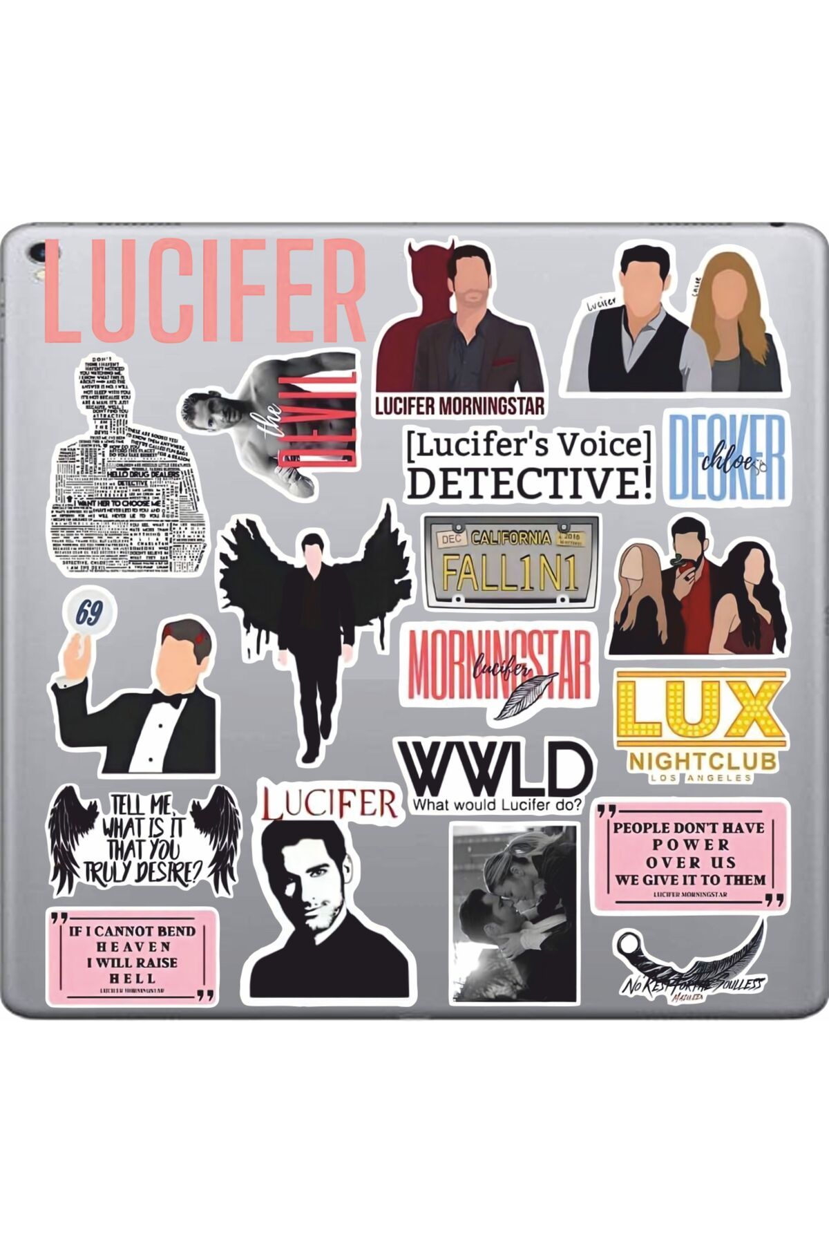 hediyenebak Lucifer Sticker Seti | Laptop Ajanda PC Tablet Telefon Defter Etiket Bullet Journal
