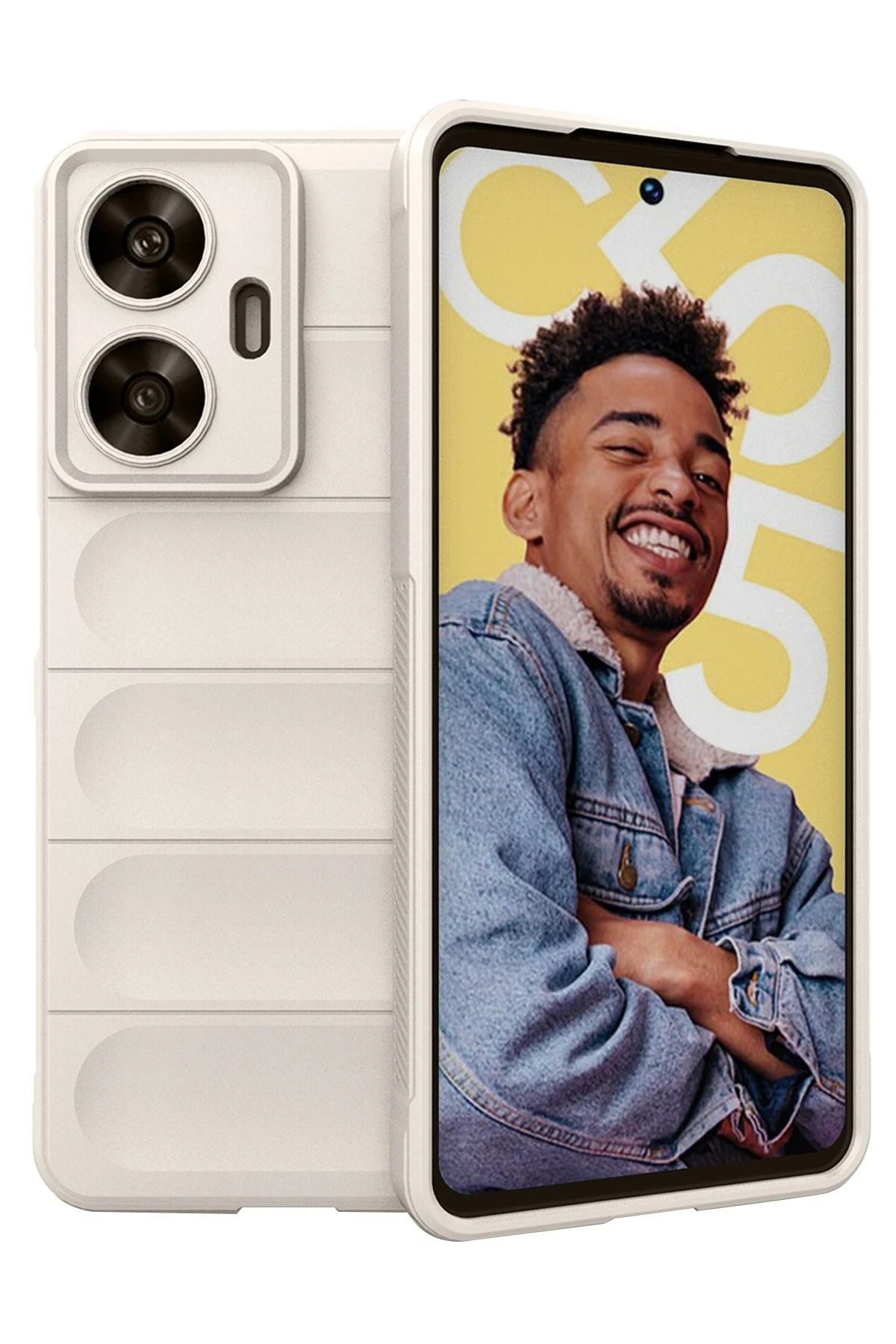 NewFace Realme C55 uyumlu  Kılıf Optimum Silikon - Krem MRAYD