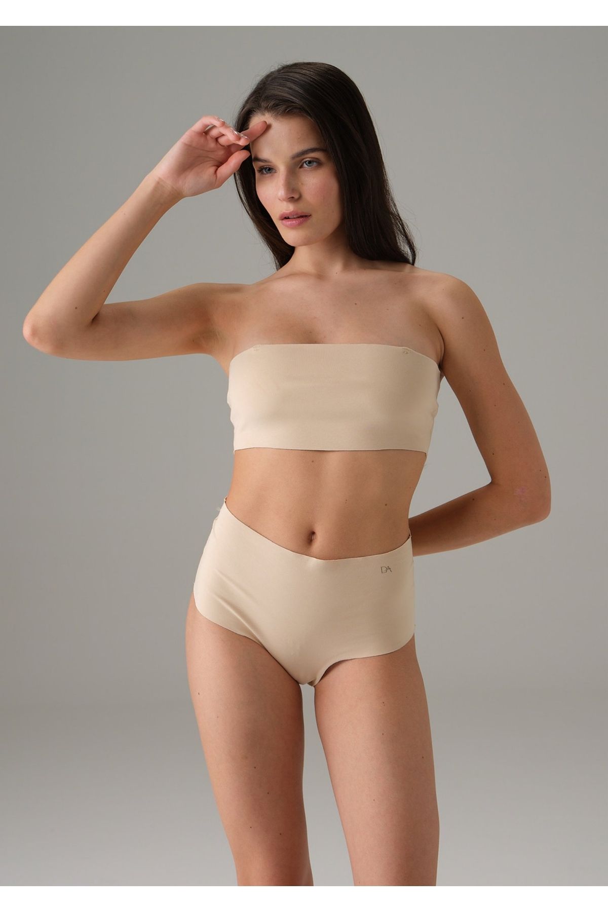 Moda Şahsenem Kadın Ten Dikişsiz Yüksek Bel Marka Baskılı Slip 7003