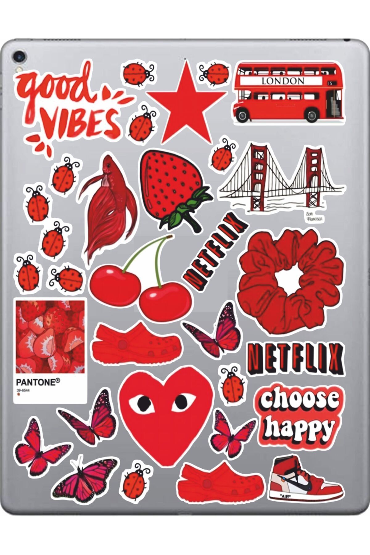 hediyenebak Kırmızı Temalı Sticker Seti | Laptop Ajanda PC Tablet Telefon Defter Etiket Bullet Journal