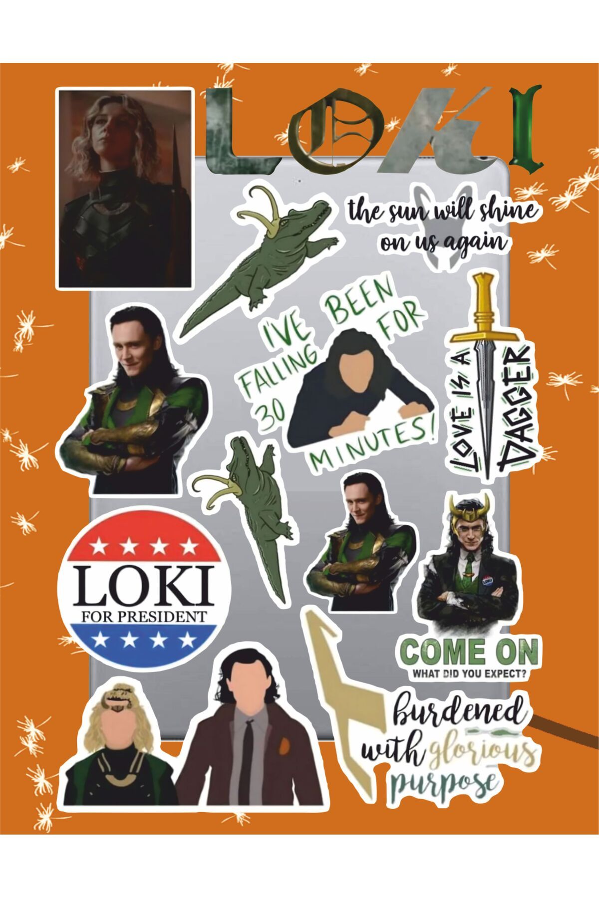hediyenebak Loki Sticker Seti | Laptop Ajanda PC Tablet Telefon Defter Etiket Bullet Journal