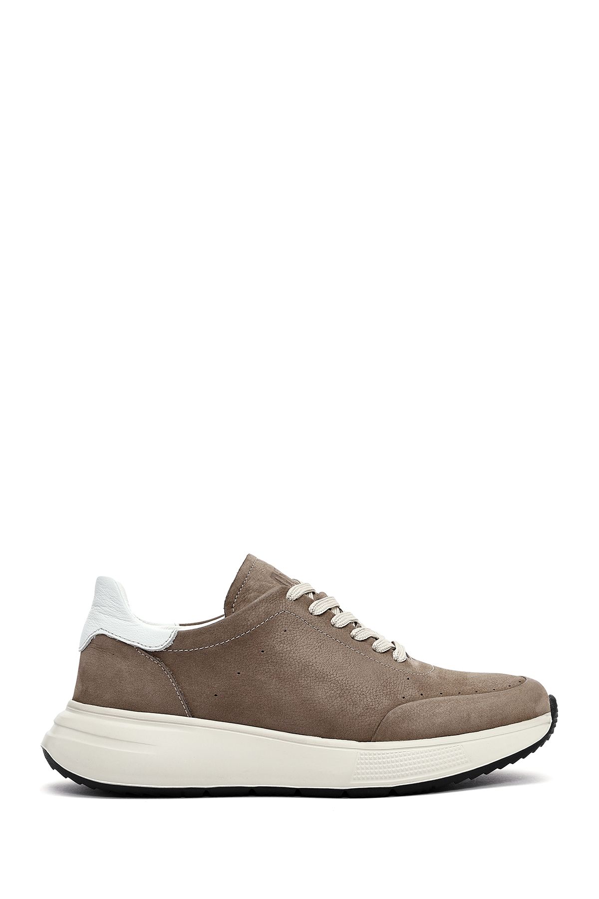 Derimod Erkek Vizon Bağcıklı Kalın Tabanlı Nubuk Deri Sneaker 25SFD6505V3