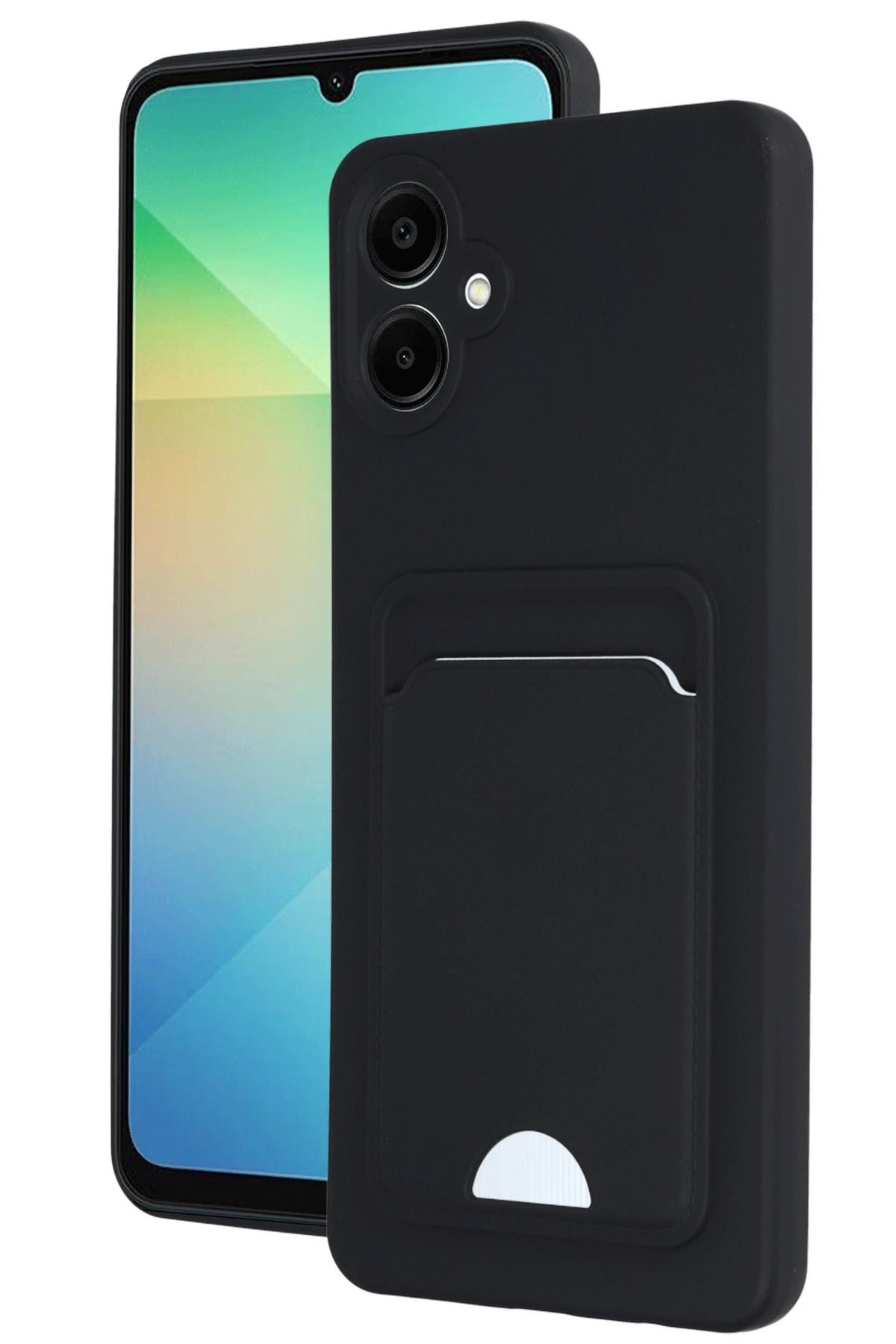 NewFace Samsung Galaxy A06 Kılıf Kelvin Kartvizitli Silikon - Siyah MRAYD