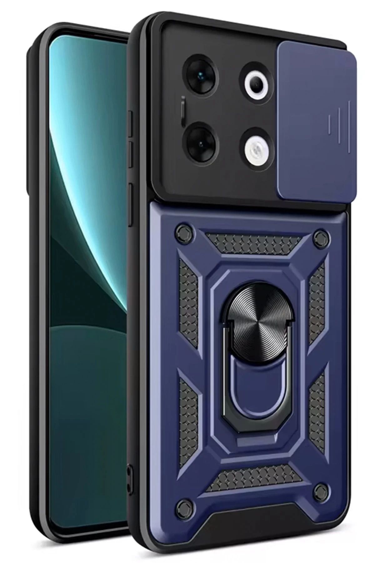 NewFace İnfinix Zero 30 5G Kılıf Pars Lens Yüzüklü Silikon - Lacivert GLSTD