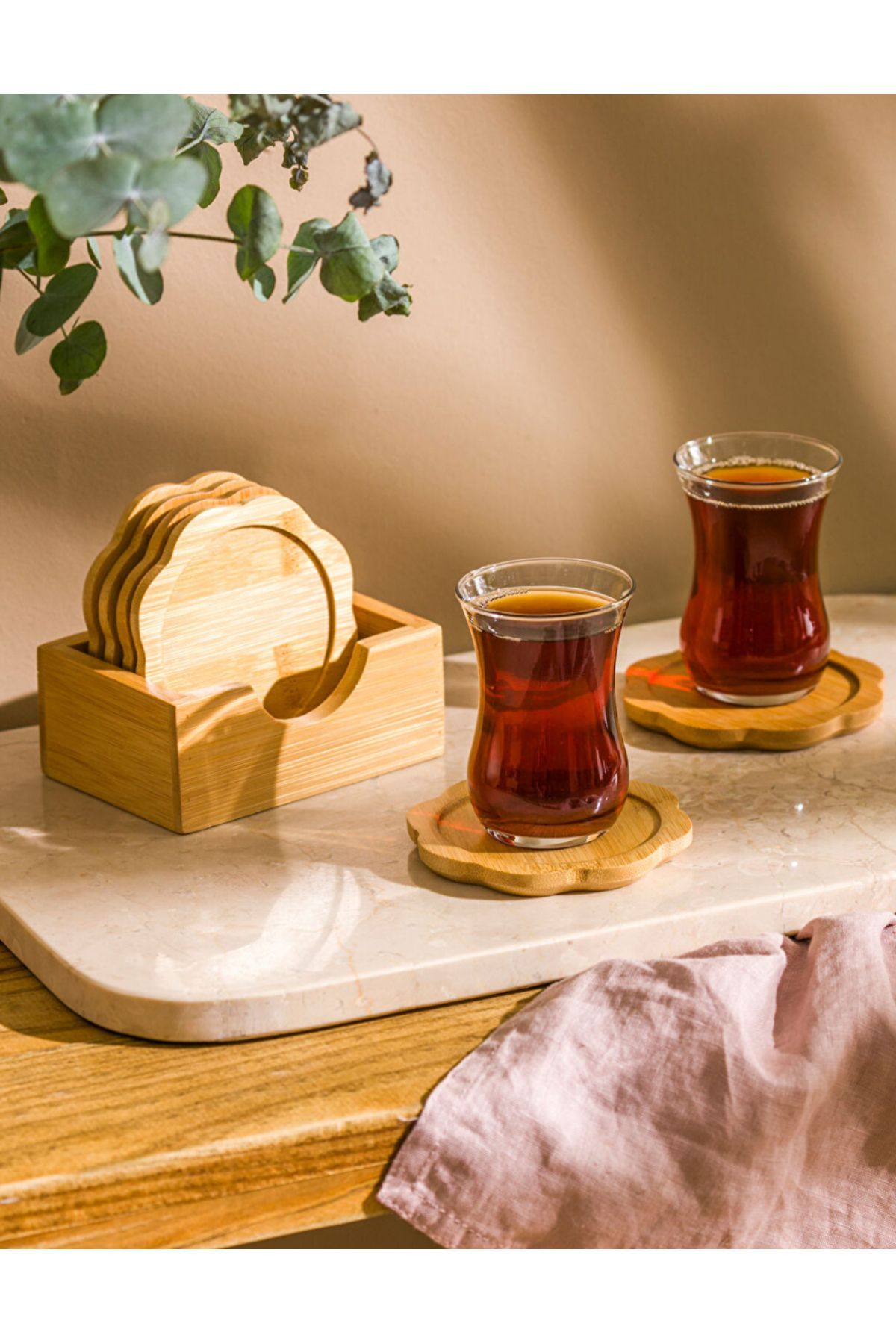 LC Waikiki LCW HOME Kahverengi Ahşap Bardak Altlığı Seti