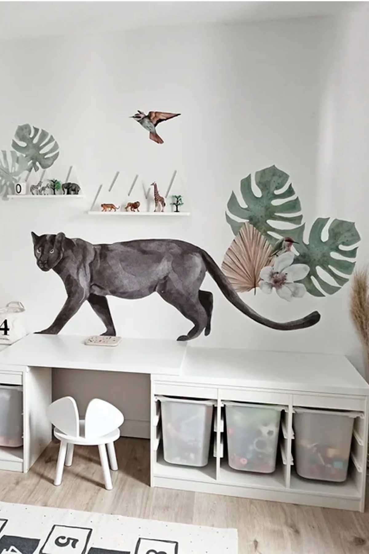 KT Decor Safari Dünyası Jaguarın Günlüğü Duvar Sticker Seti
