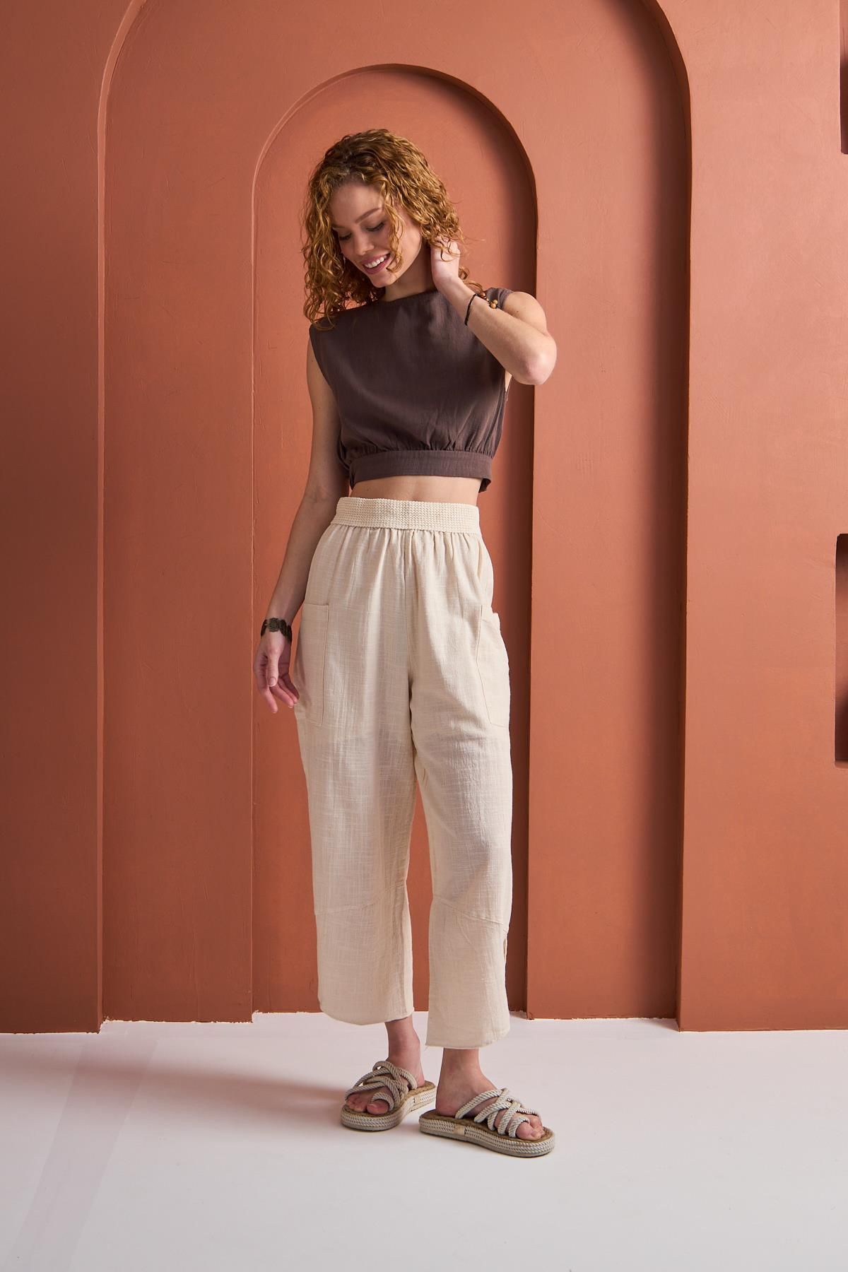 MODA BLUZ NOA - Özgür Ruhlara Özel Crop Kahve