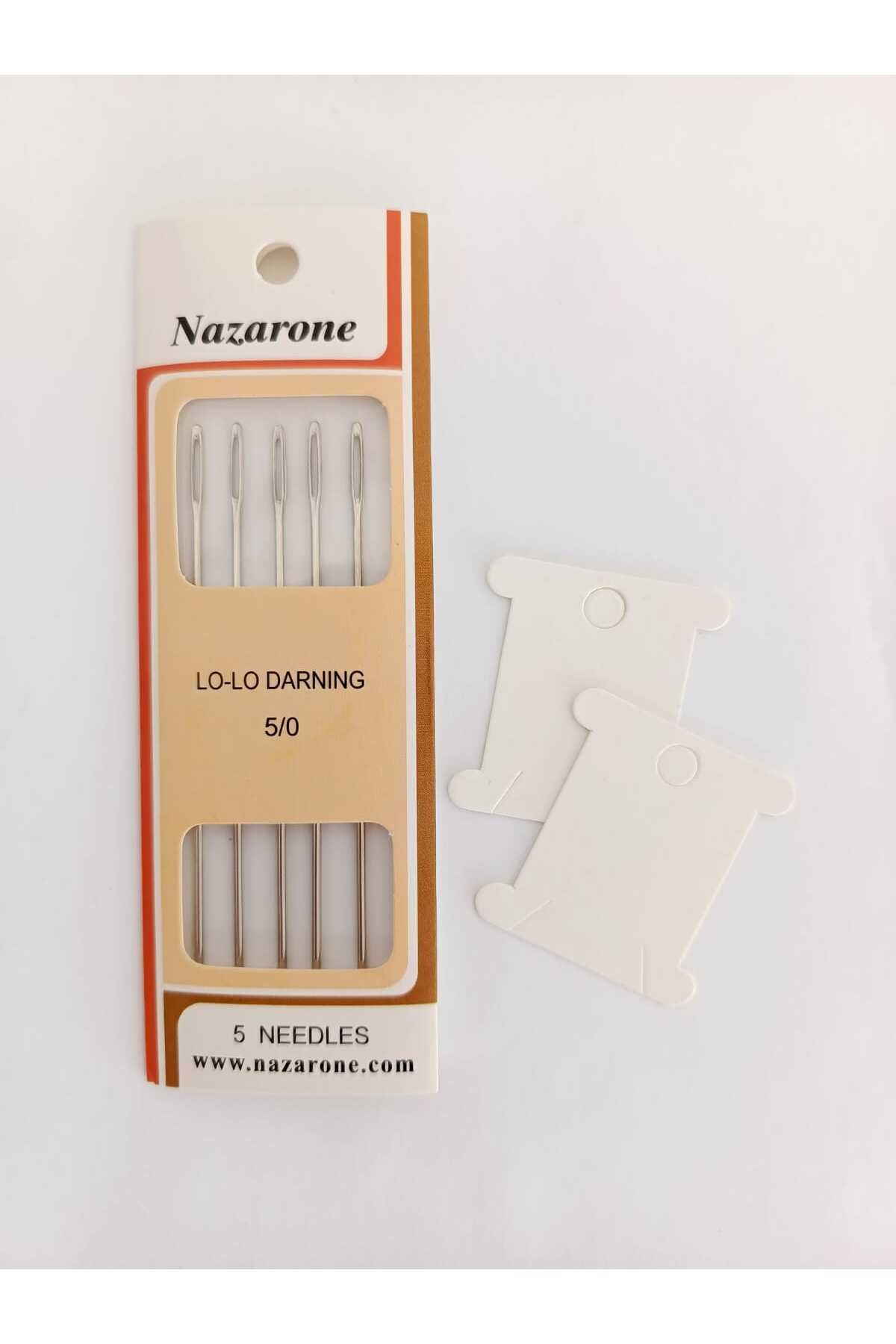 Eskişehir hobi sanat Yorgan İğnesi Kalın Dikiş İğnesi ve 2 adet iplik sarma kartı 1.2 mm x cm 9 Cm