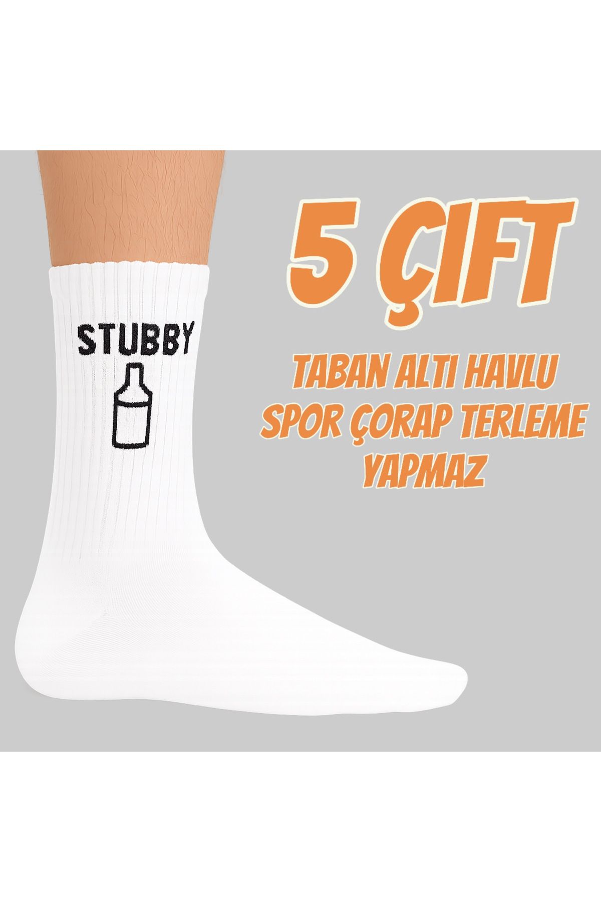 Port 5 Çift Elitesocks Taban Altı Havlu Spor Çorap - 38-42 Beden - Terletmez - Erkek Çorabı
