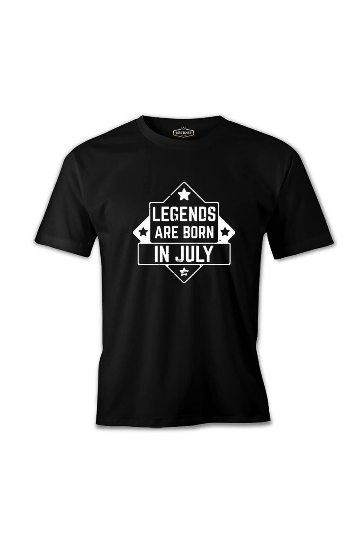 Lord T-Shirt Legends are Born in July - Stars Siyah Erkek Tshirt
