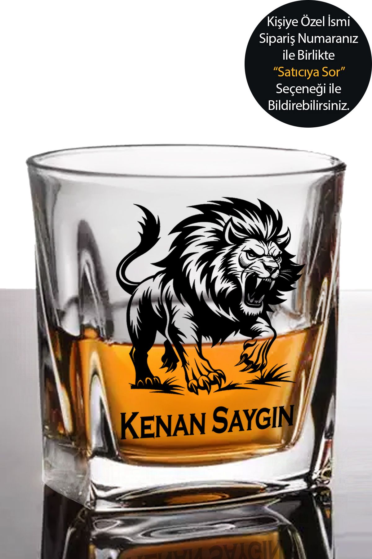 KadehSepeti Kişiye Özel Aslan Viski Bardağı