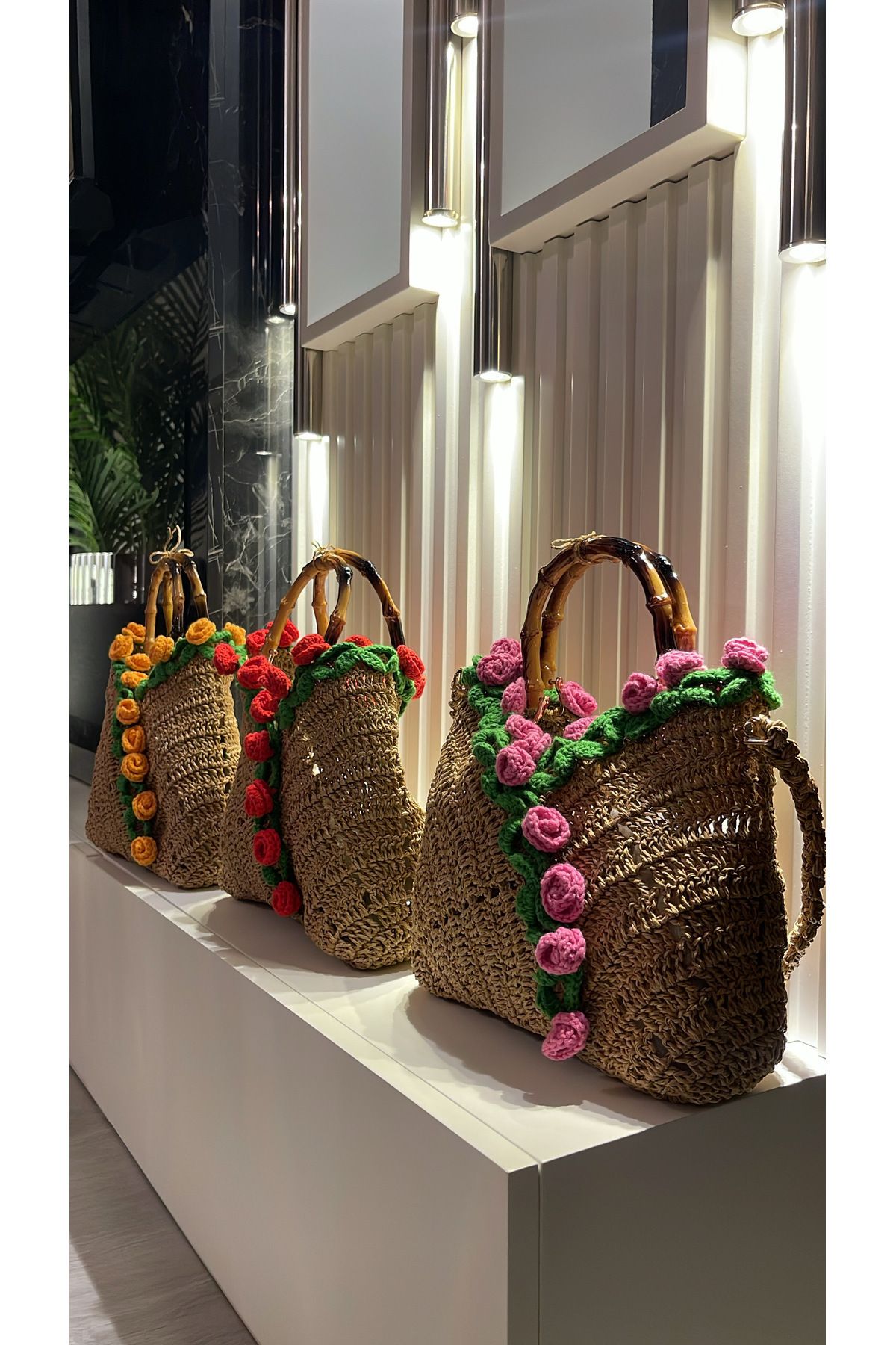 WOMANBAG ÖZEL YAPIM HASIR TASARIM ÇANTA KIRMIZI (30x35cm)