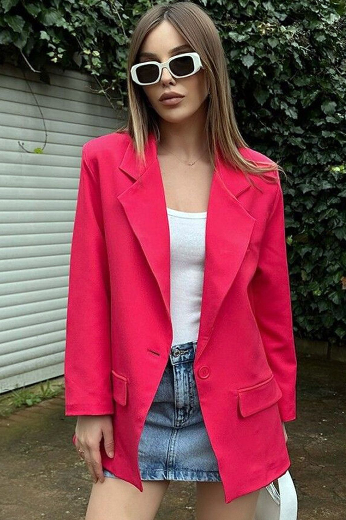 Ottawe Regular Fit Rahat Ceket Yakalı Uzun Kol Çift Cepli Omzu Vatkalı Düğmeli Astarlı Kruvaze Casual Ceket