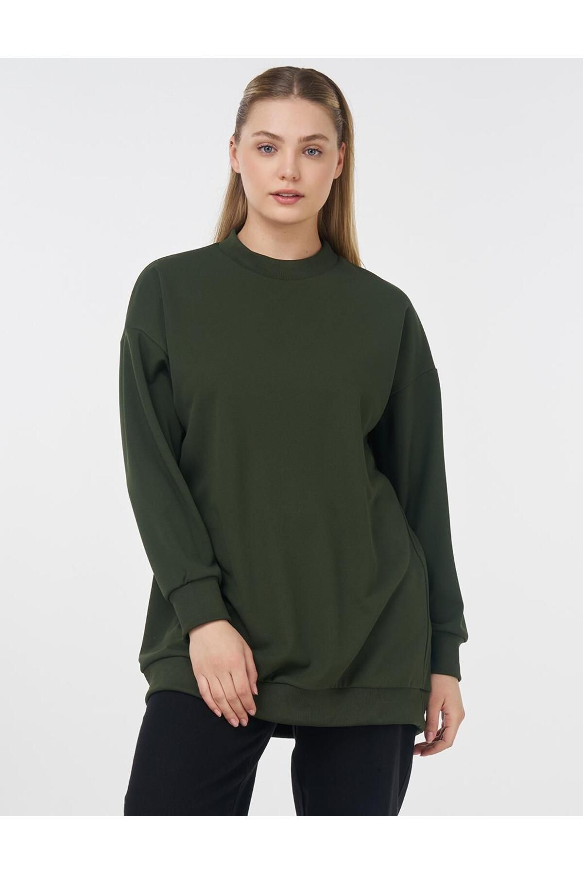 Kayra Sıfır Yaka Sweatshirt Haki