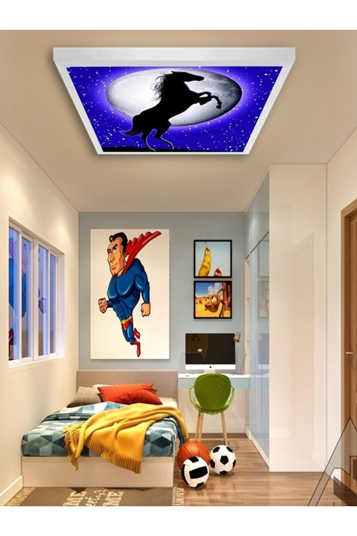 Gökyüzü Panel Modern Yatak-odası-avize-60x60-54w-led-armatür-ebeveyn-odası-aydınlatma-yatak-odası-avize-yeni Tarz