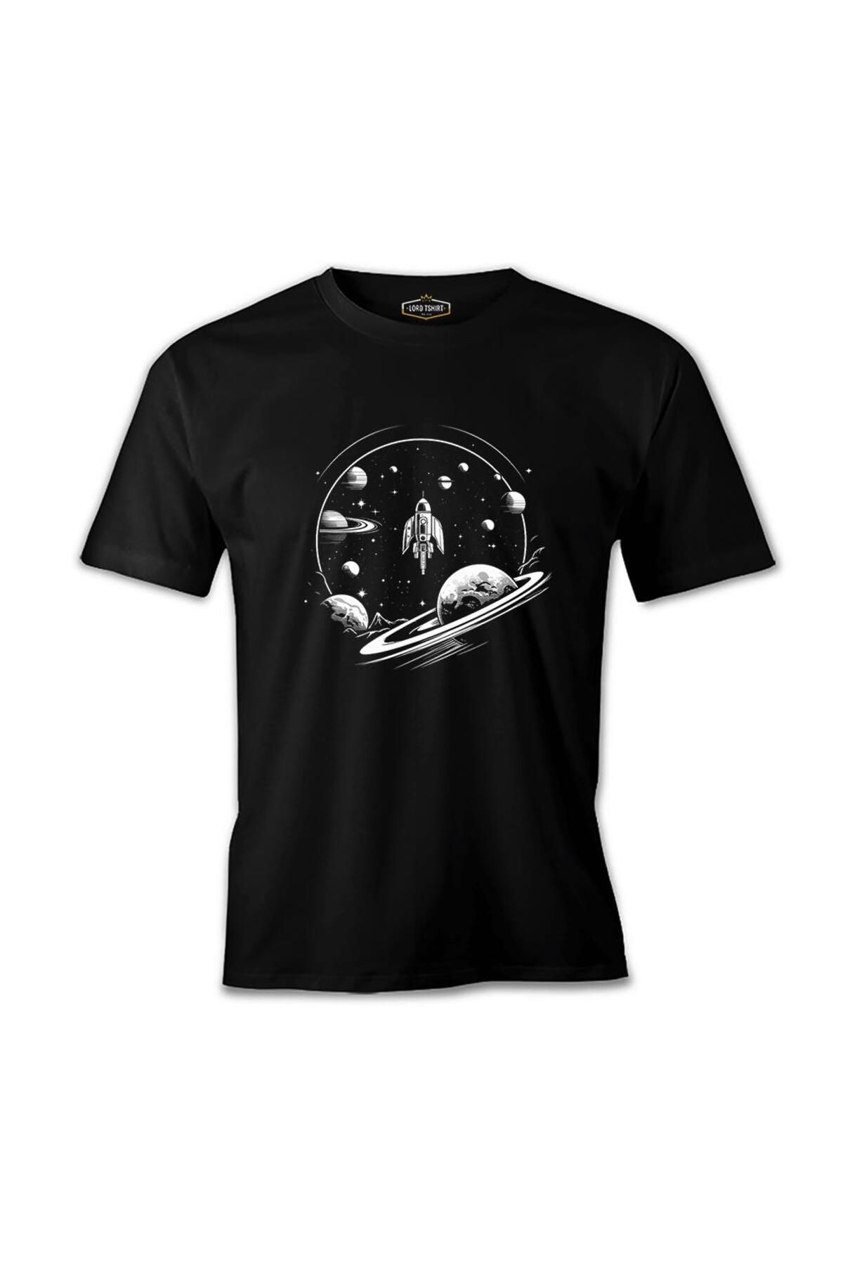 Lord T-Shirt Gezegenlere Seyahat Siyah Erkek Tshirt