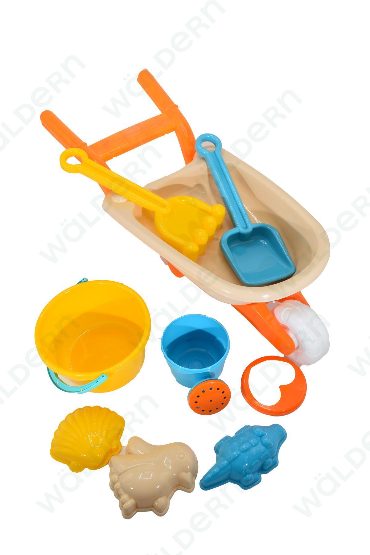 Waldern Toys Orta Boy El Arabası Kovalı Suluklu Deniz Plaj Seti