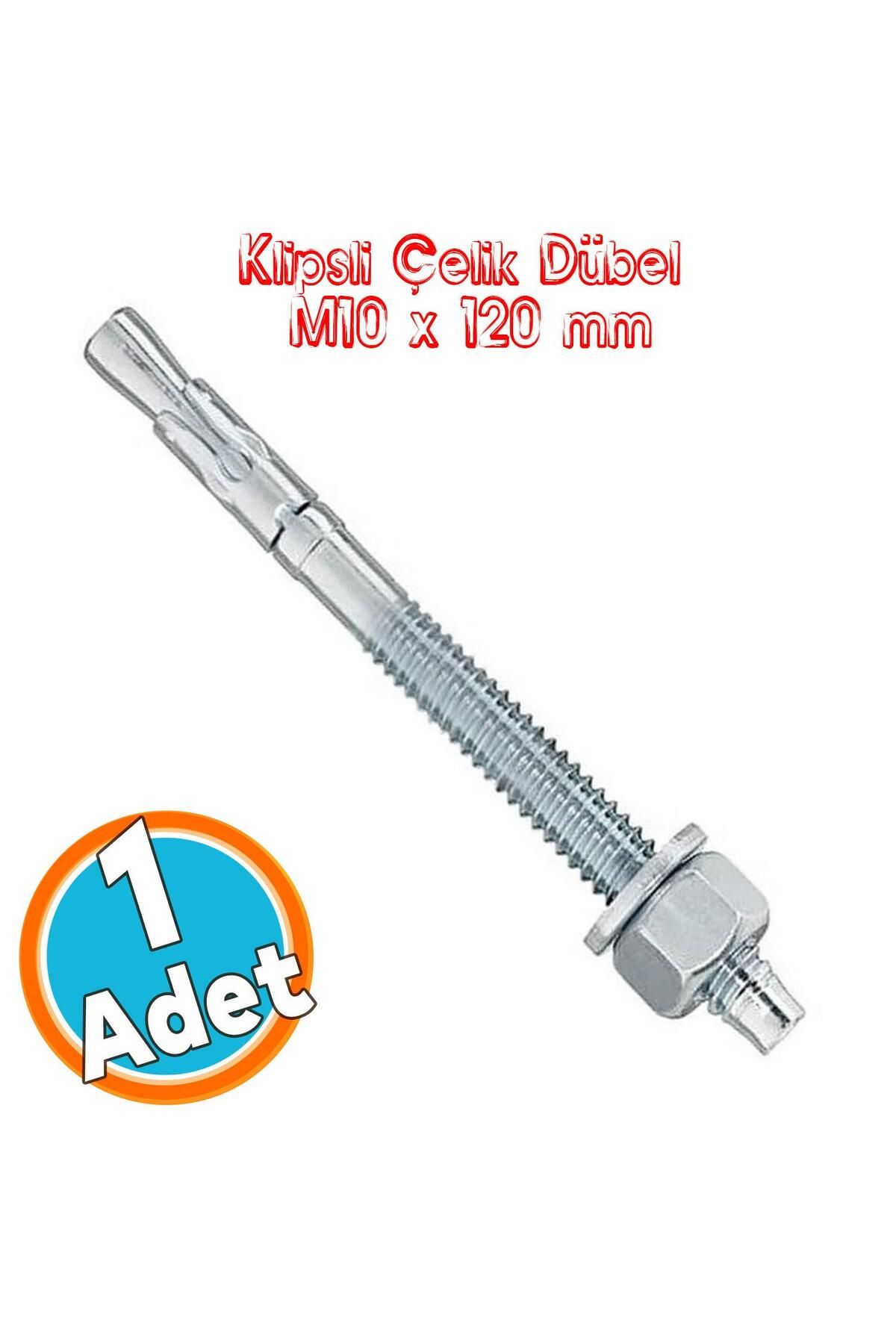 NZB Klipsli Saplamalı Çelik Dübel M10x120 mm Raf Montaj Bağlantı Zemin Bağlantı Tavan Beton Asma Aparat