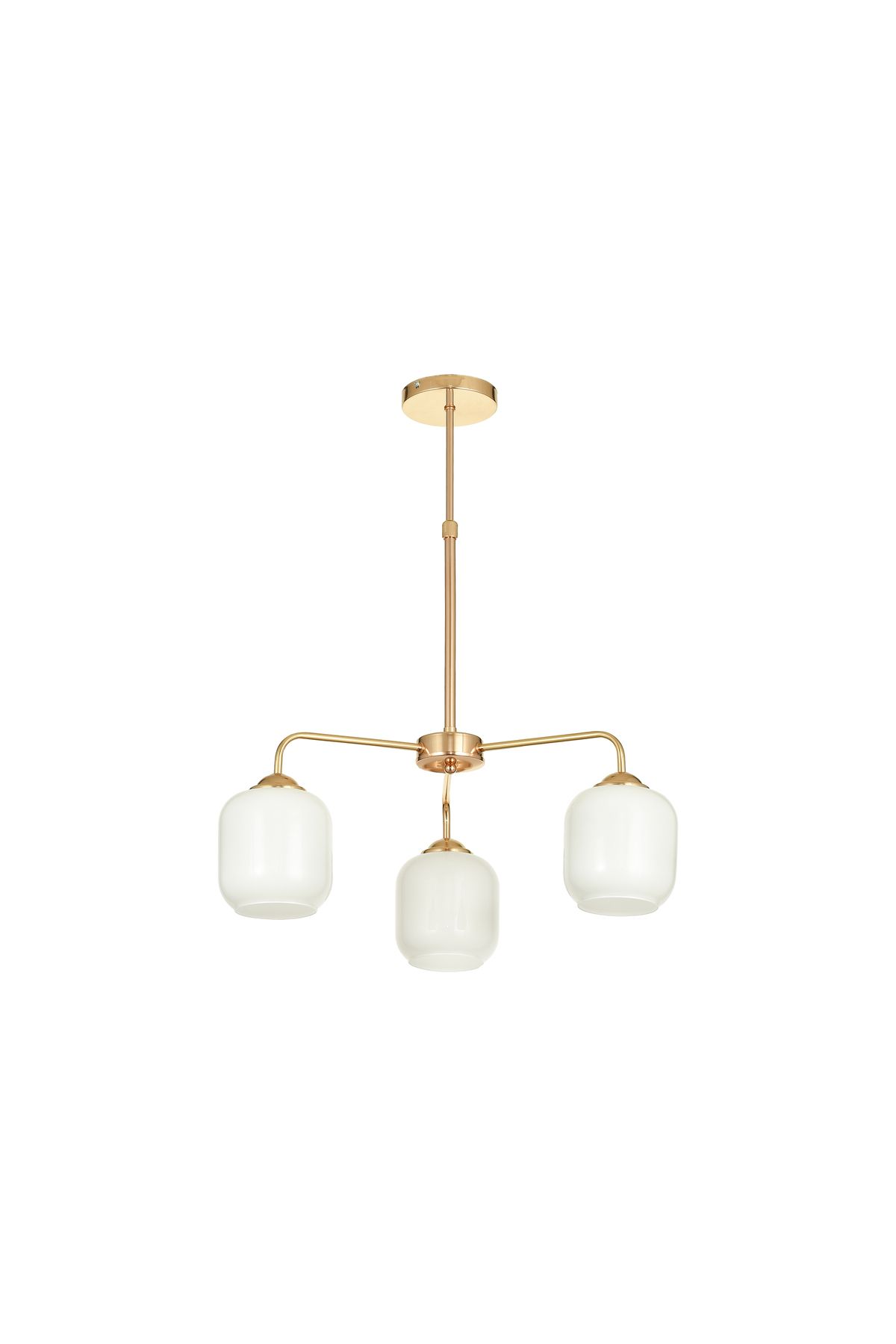 Avizemoda Siena 3 lü Beyaz Camlı Salon Oturma Odası Modern Sarkıt Avize - (Gold Kaplama)