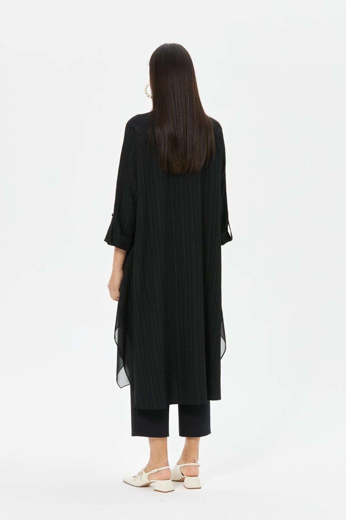 Esswaap-Tassel and Chiffon Detailed Tunic Black 7