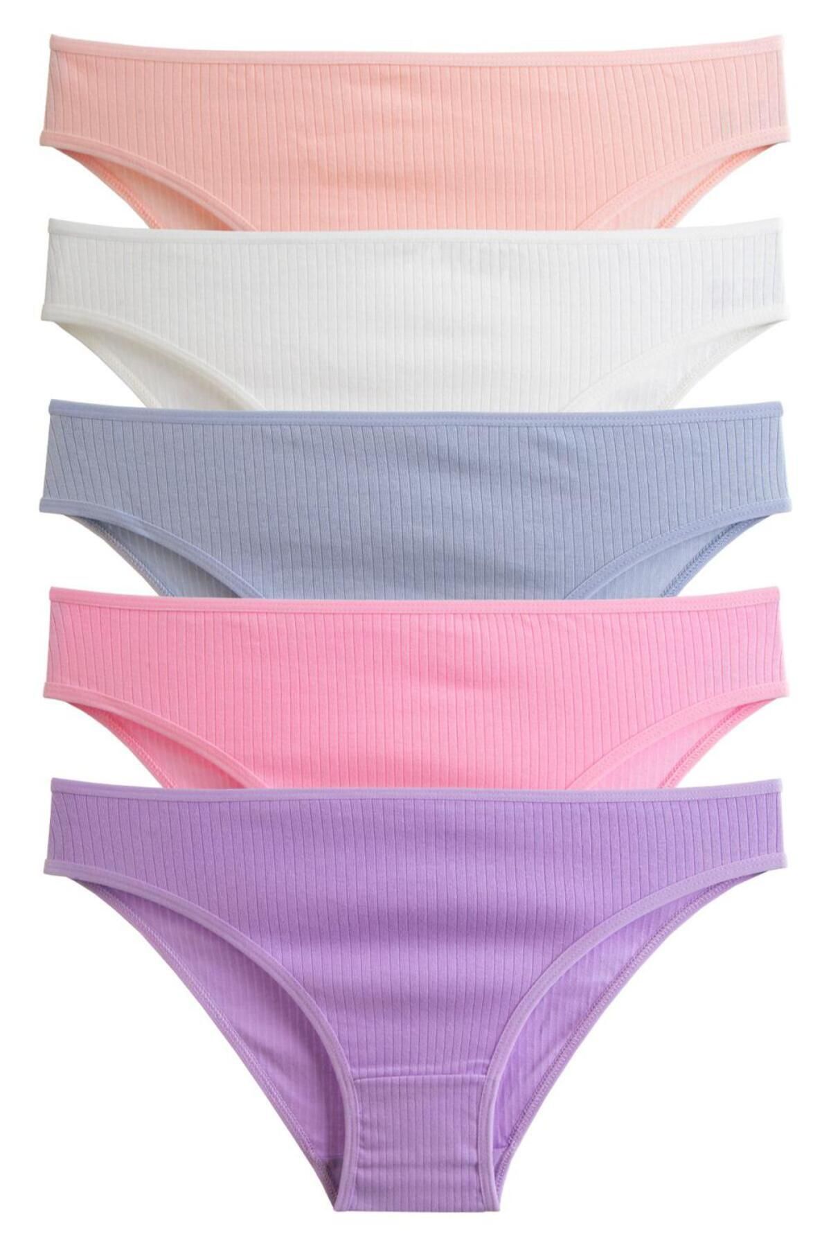 Nicoletta-Chiloți de damă, pachet de 5 lycra, bumbac cu nervuri, liliac 4