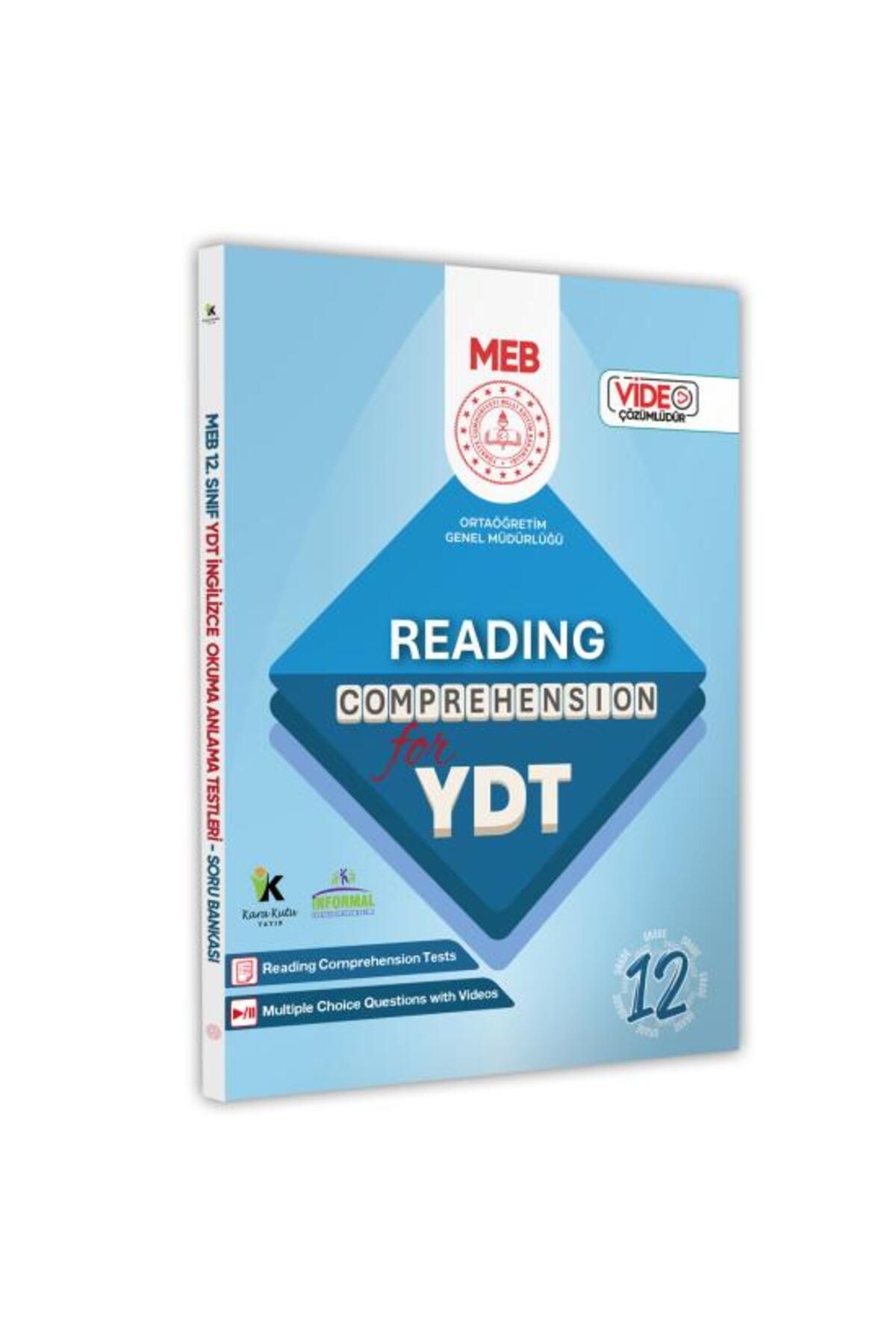 Karakutu Yayınları 2025 YDT MEBİ İngilizce 12.Sınıf Reading Okuma-Anlama Kitabı Soru Bankası Video Çözümlü (Renkli A4)