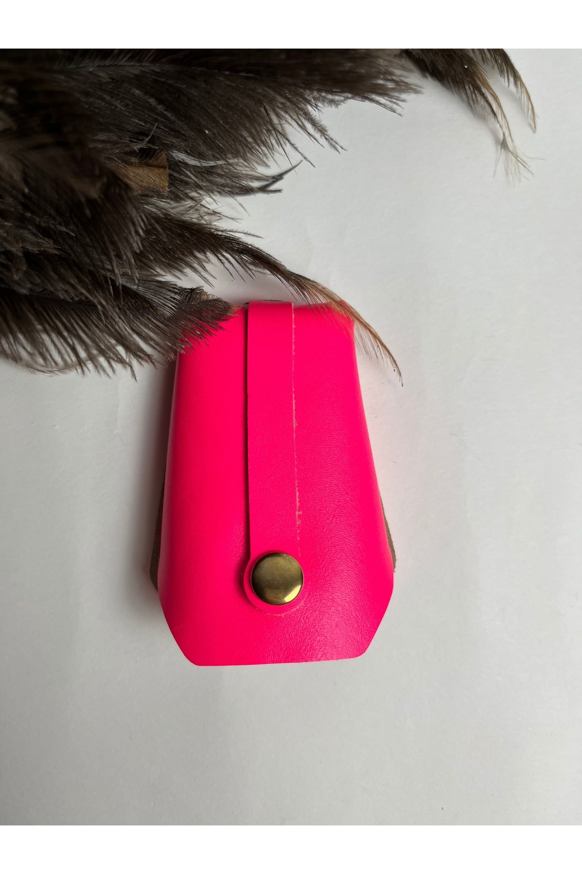 TROYDER Hakiki Deri Kadın Anahtarlık Metalik Pembe Renk