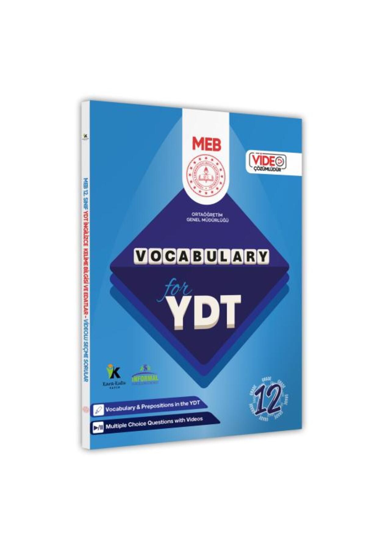 Karakutu Yayınları 2025 YDT MEBİ İngilizce 12.Sınıf Vocabulary (Kelime Bilgisi) Soru Bankası Kitabı Video Çözümlü