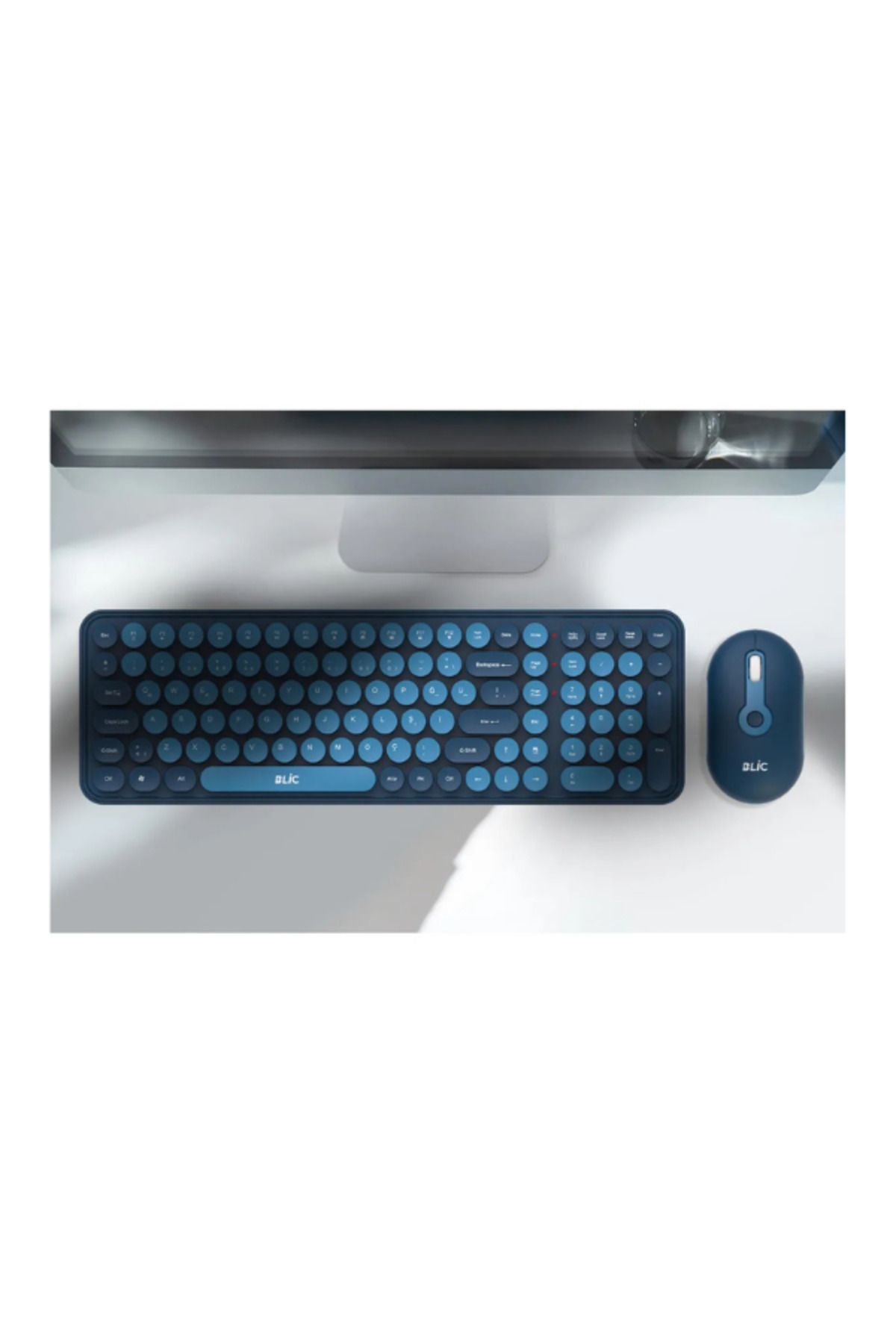 Hietech Kablosuz Klavye Mouse Seti Mavi Ev Ofis Iş Yeri 2.4 Ghz Bkb6