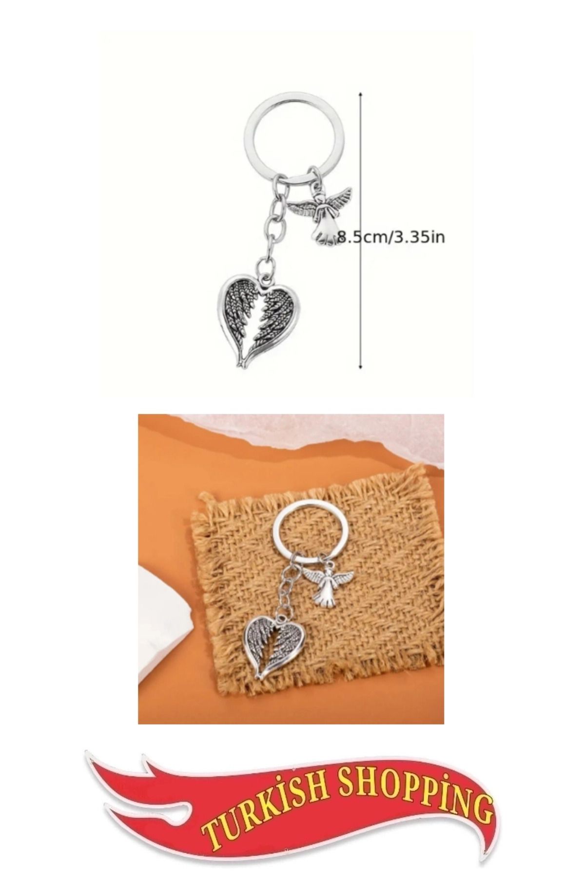 shop Şık Koruyucu Melek Kanat Kalp Anahtarlık Çinko Alaşım