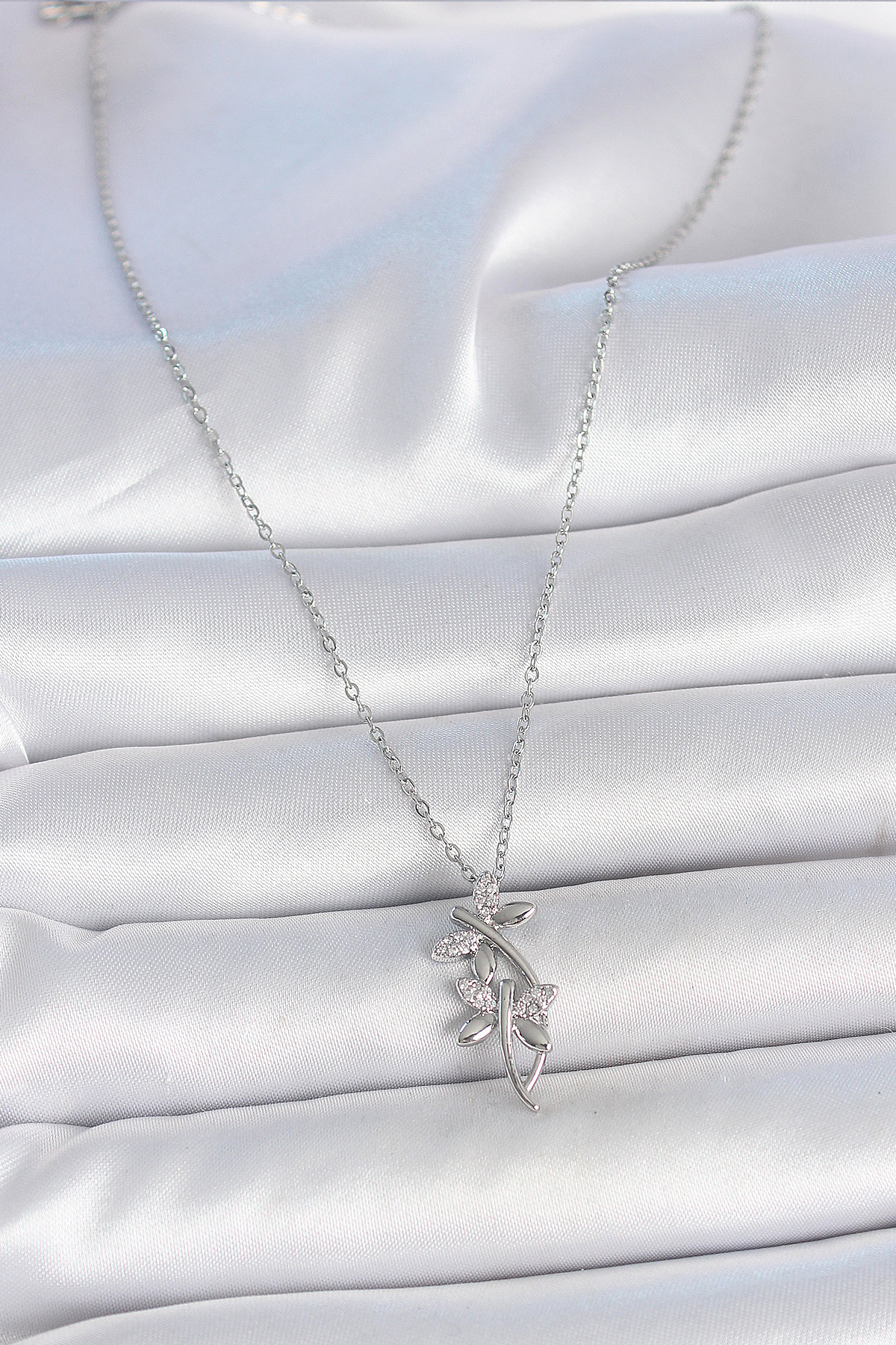 Skygo-316L Steel Silver Color Chain Zircon Stone Dragonfly Model Women's Necklace - Tj-Bko10036 2