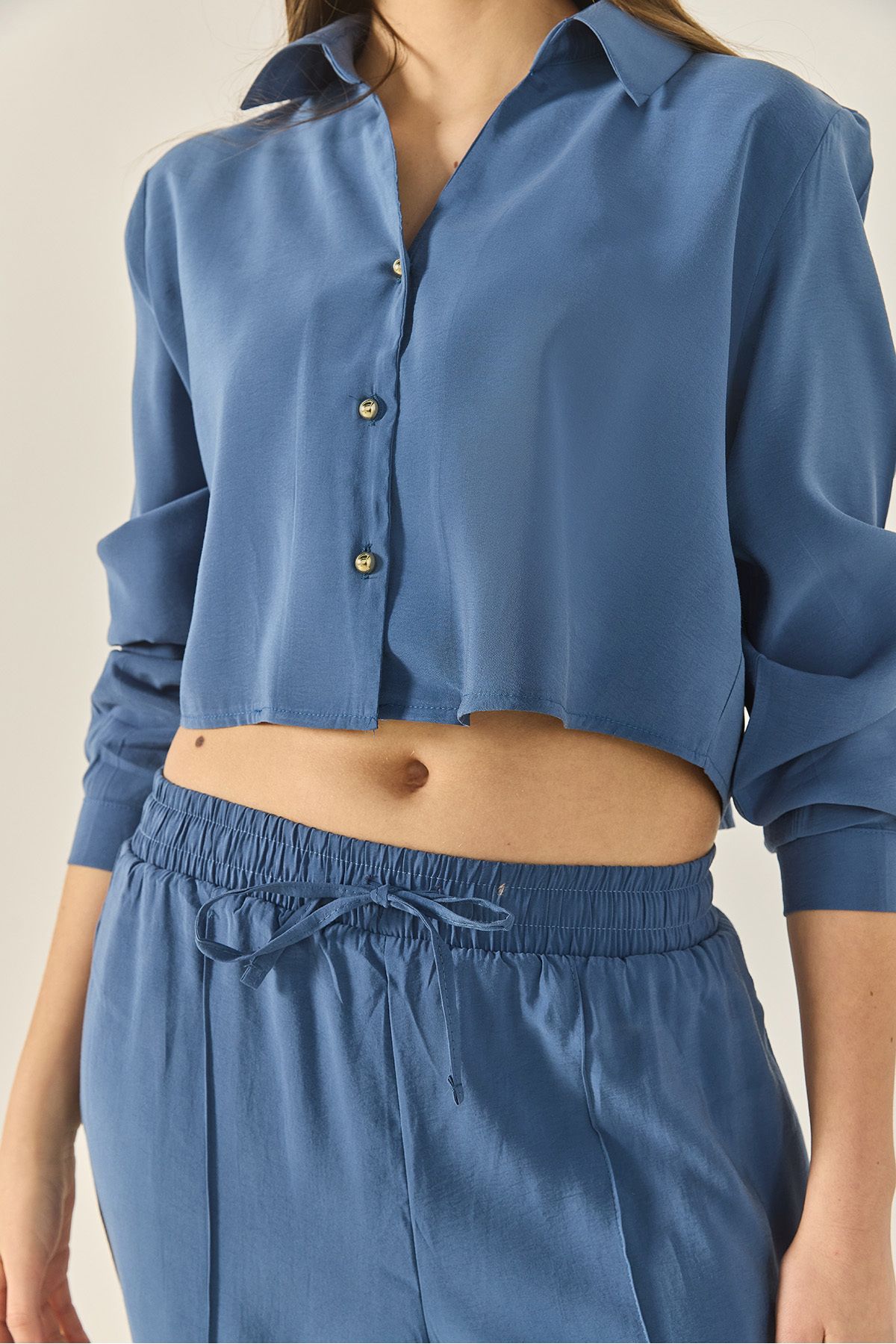 Bianco Lucci-Women's V-Neck Shirt with Loose Pants Loose Modal Bottom-Top Suit 60409 60283255 6